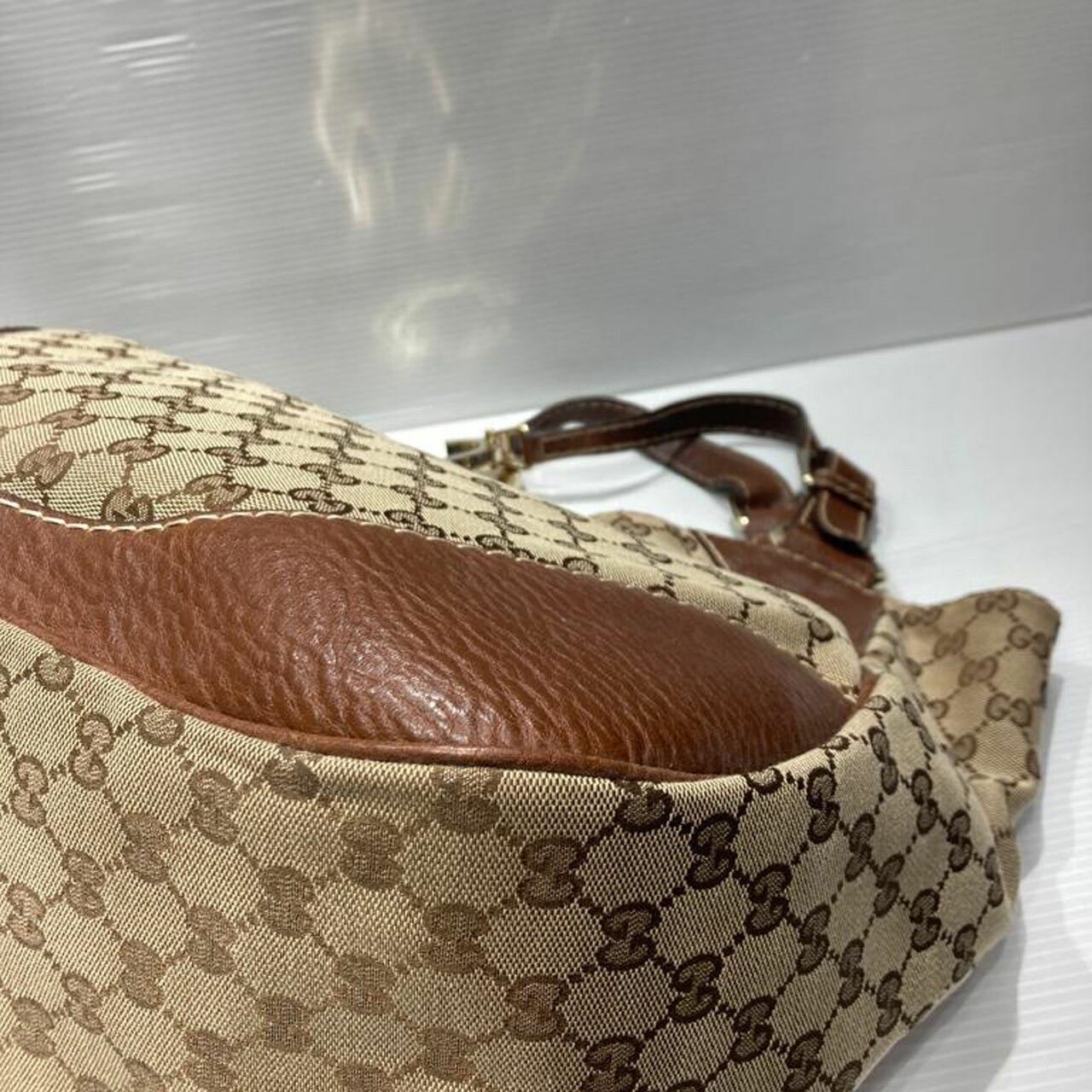 Gucci Hobo Canvas Brown Shoulder Bag