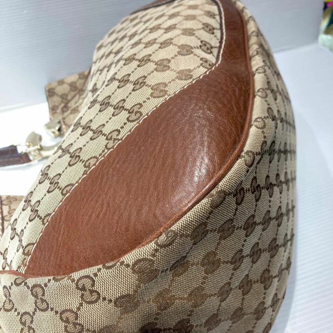 Gucci Hobo Canvas Brown Shoulder Bag