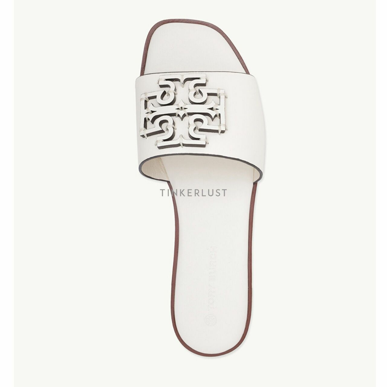 Tory Burch Women Ines Slide Sandals in New Ivory with Tonal Logo