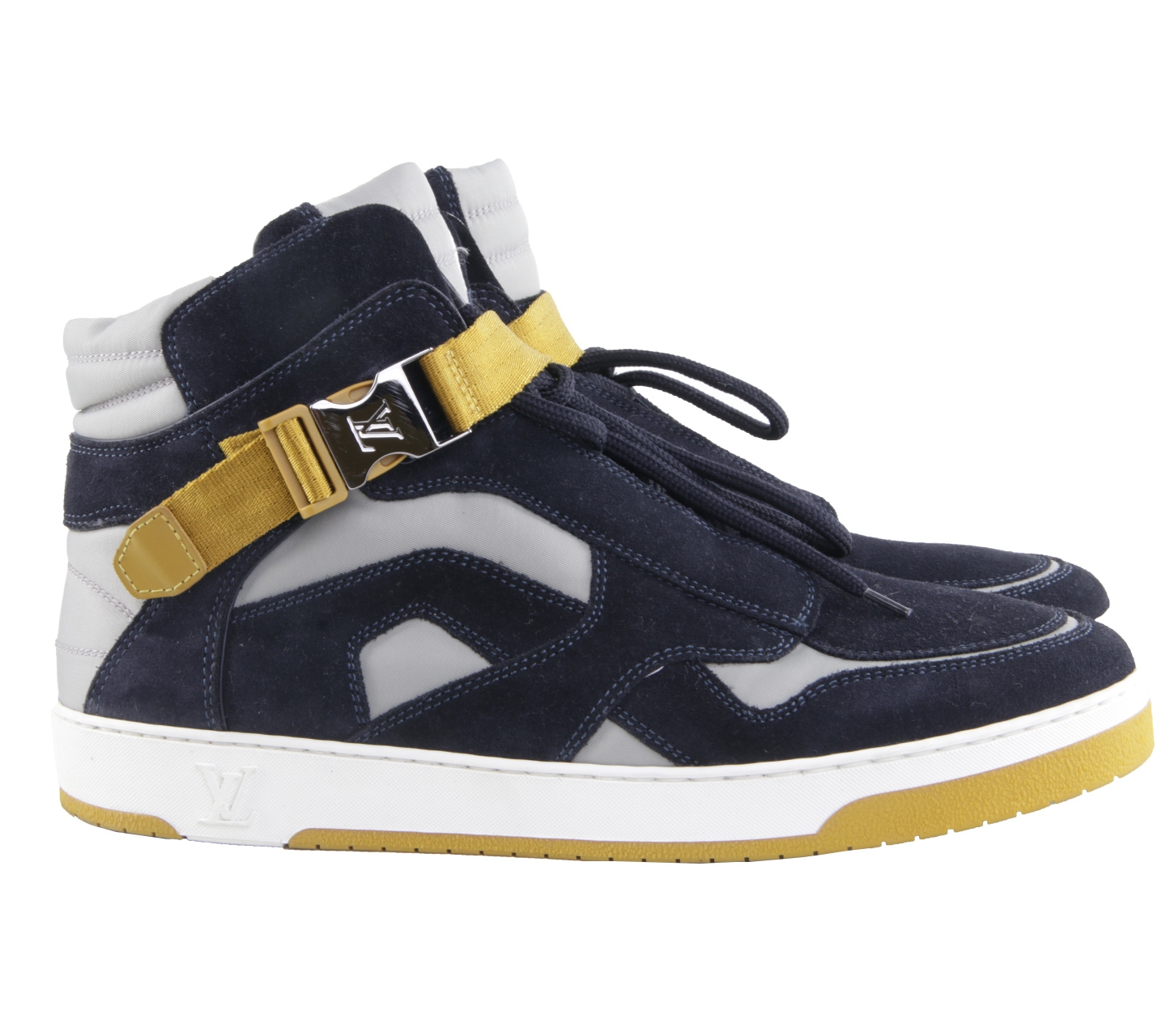 Louis Vuitton Navy Suede and Nylon Slipstream High Top Sneakers