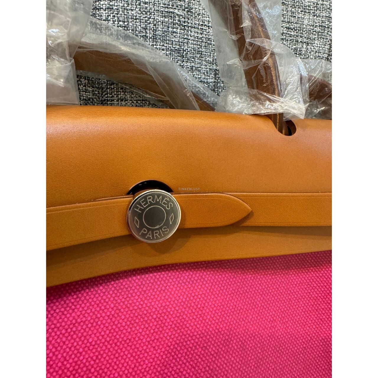 Hermes Herbag 31 Natural Vache Hunter / Rose Shocking Berline Waterproof Canvas & Ecru Phw #U Satchel Bag