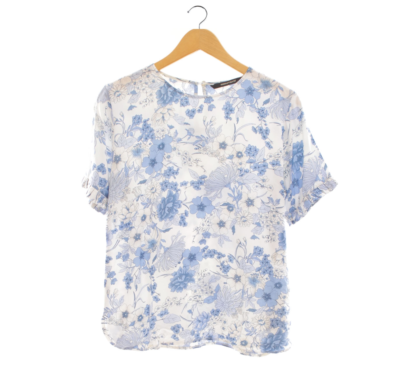 Shop At Velvet White & Blue Floral Blouse