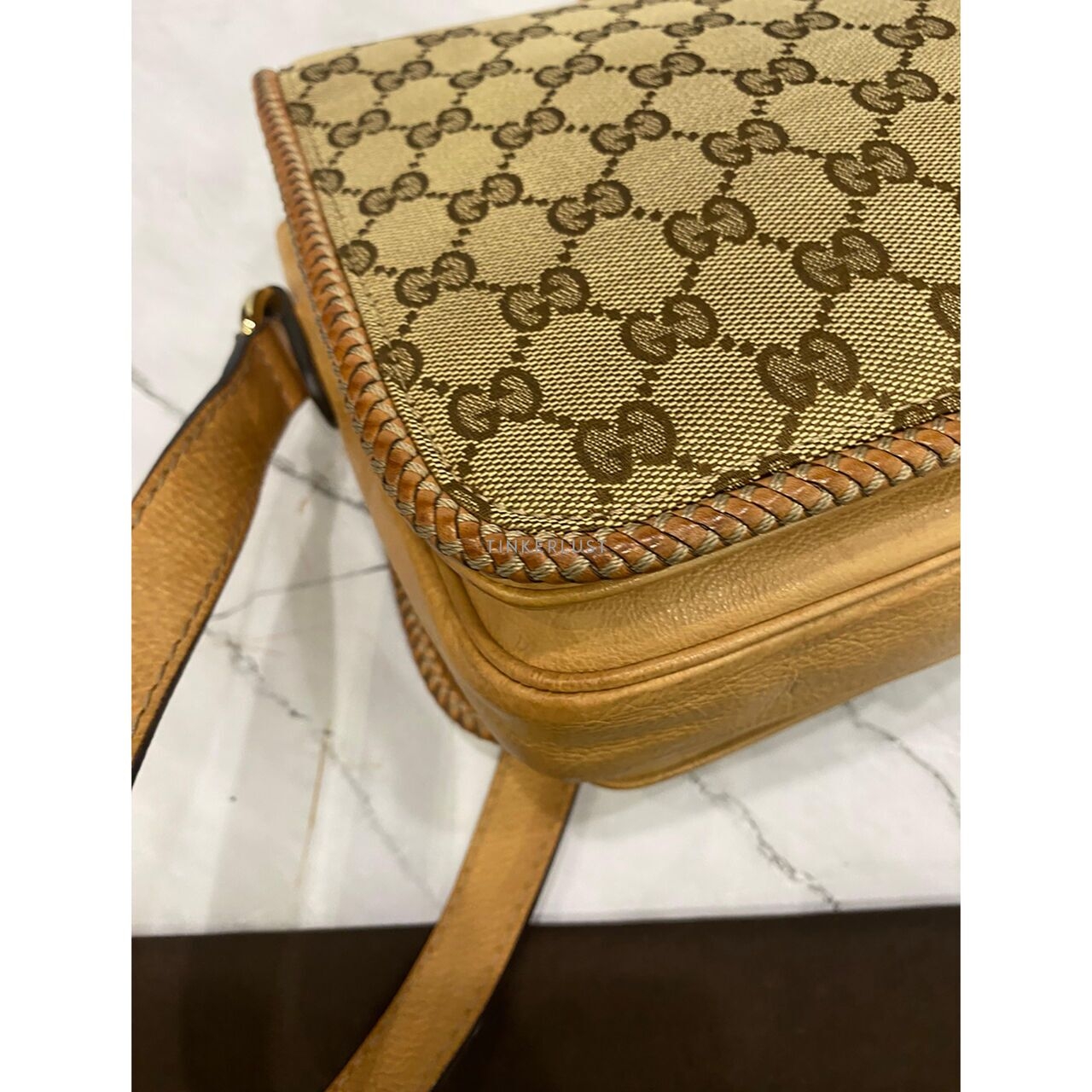 Gucci GG Canvas Marrakech Flap Brown/Beige Sling Bag 