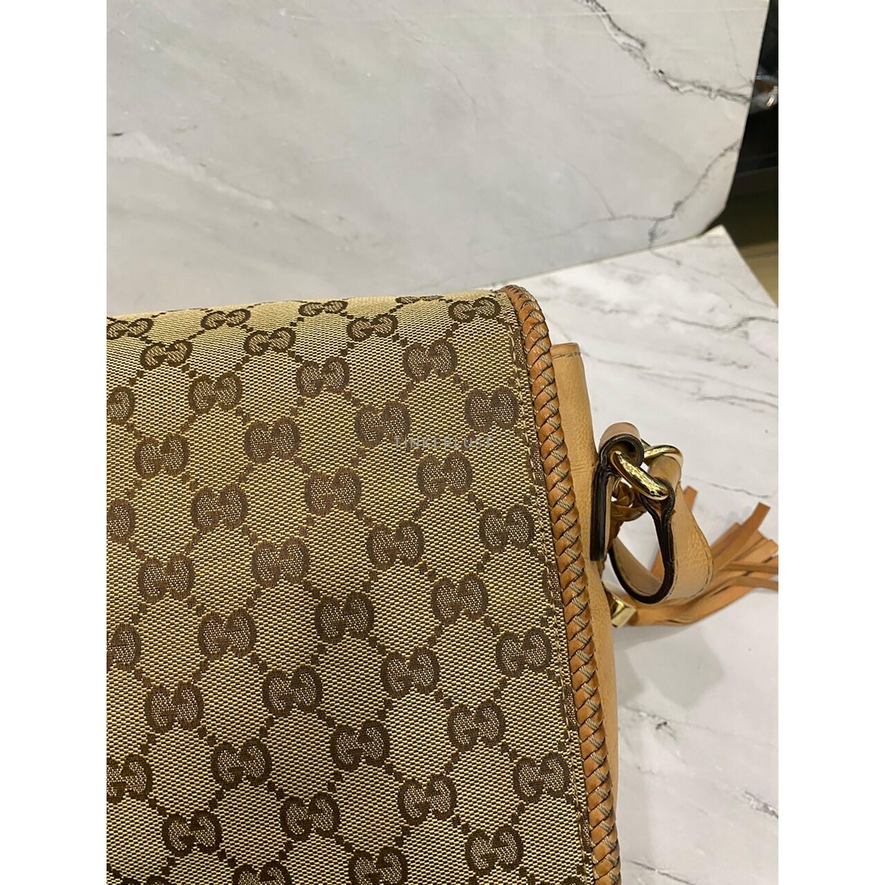 Gucci GG Canvas Marrakech Flap Brown/Beige Sling Bag 