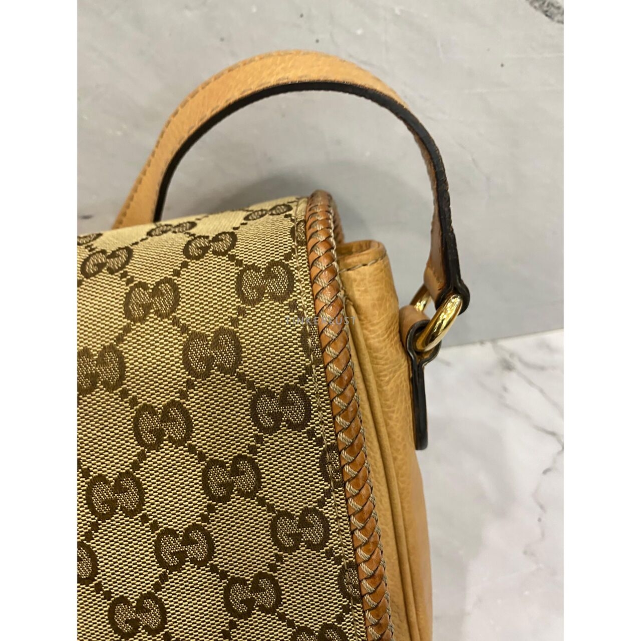 Gucci GG Canvas Marrakech Flap Brown/Beige Sling Bag 