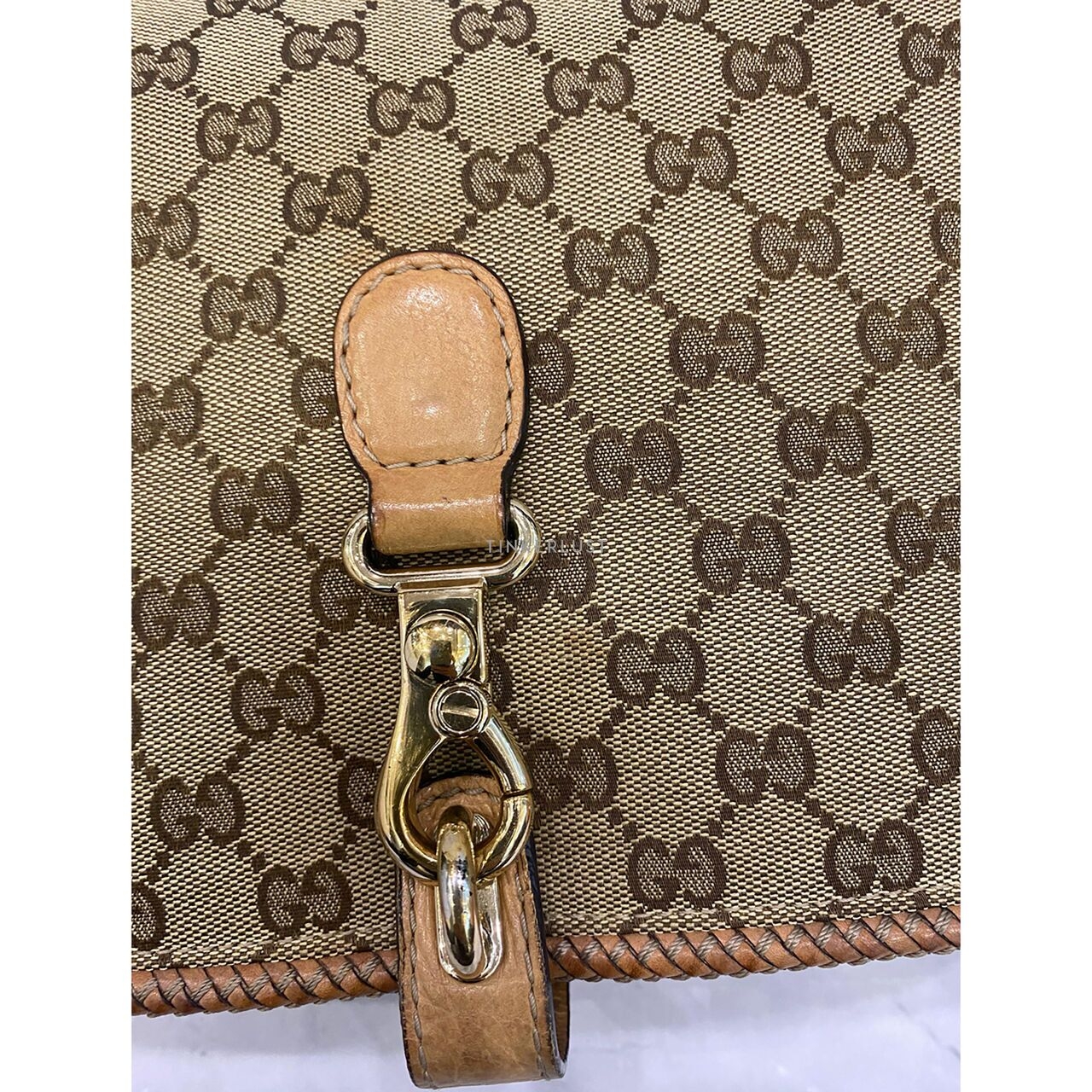 Gucci GG Canvas Marrakech Flap Brown/Beige Sling Bag 