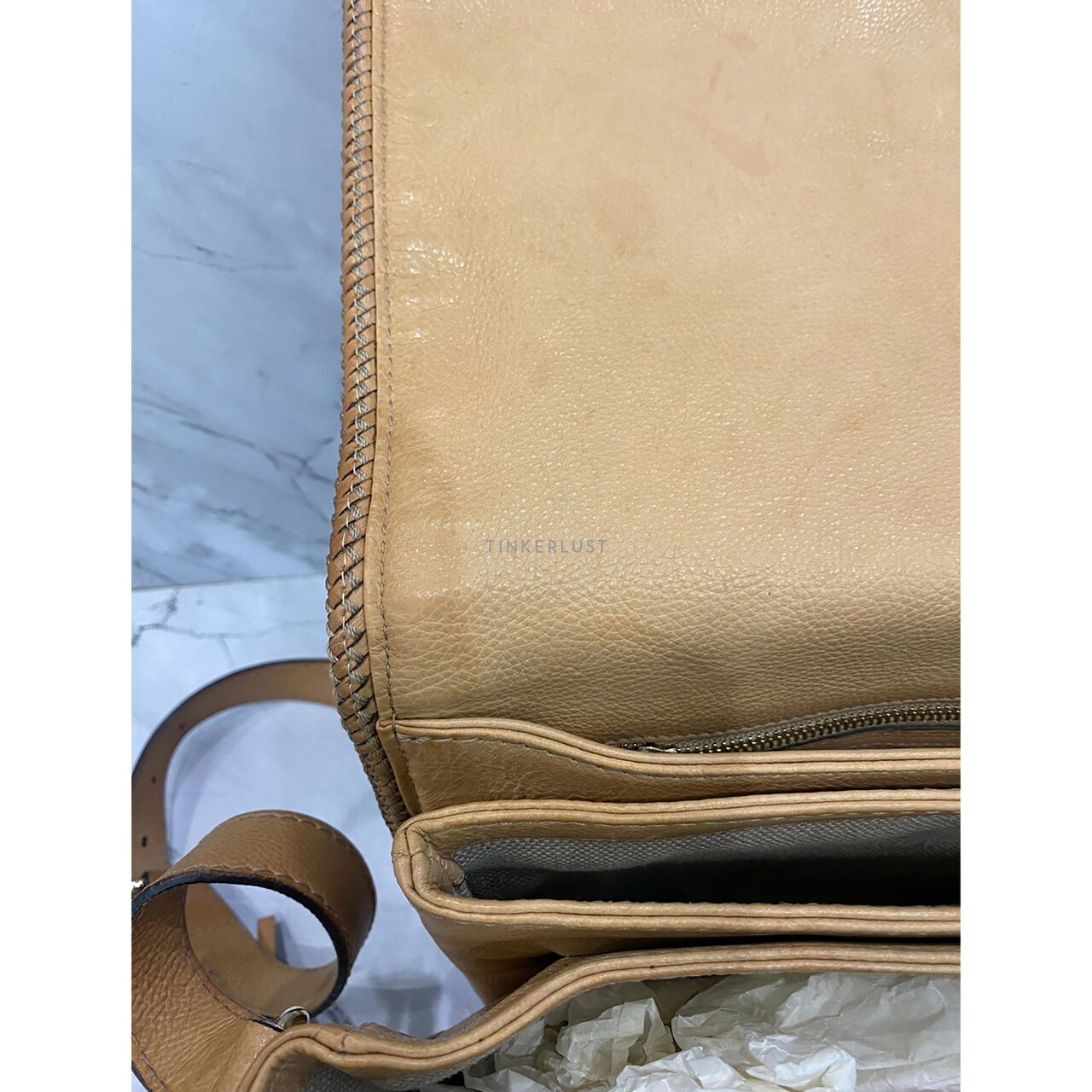 Gucci GG Canvas Marrakech Flap Brown/Beige Sling Bag 