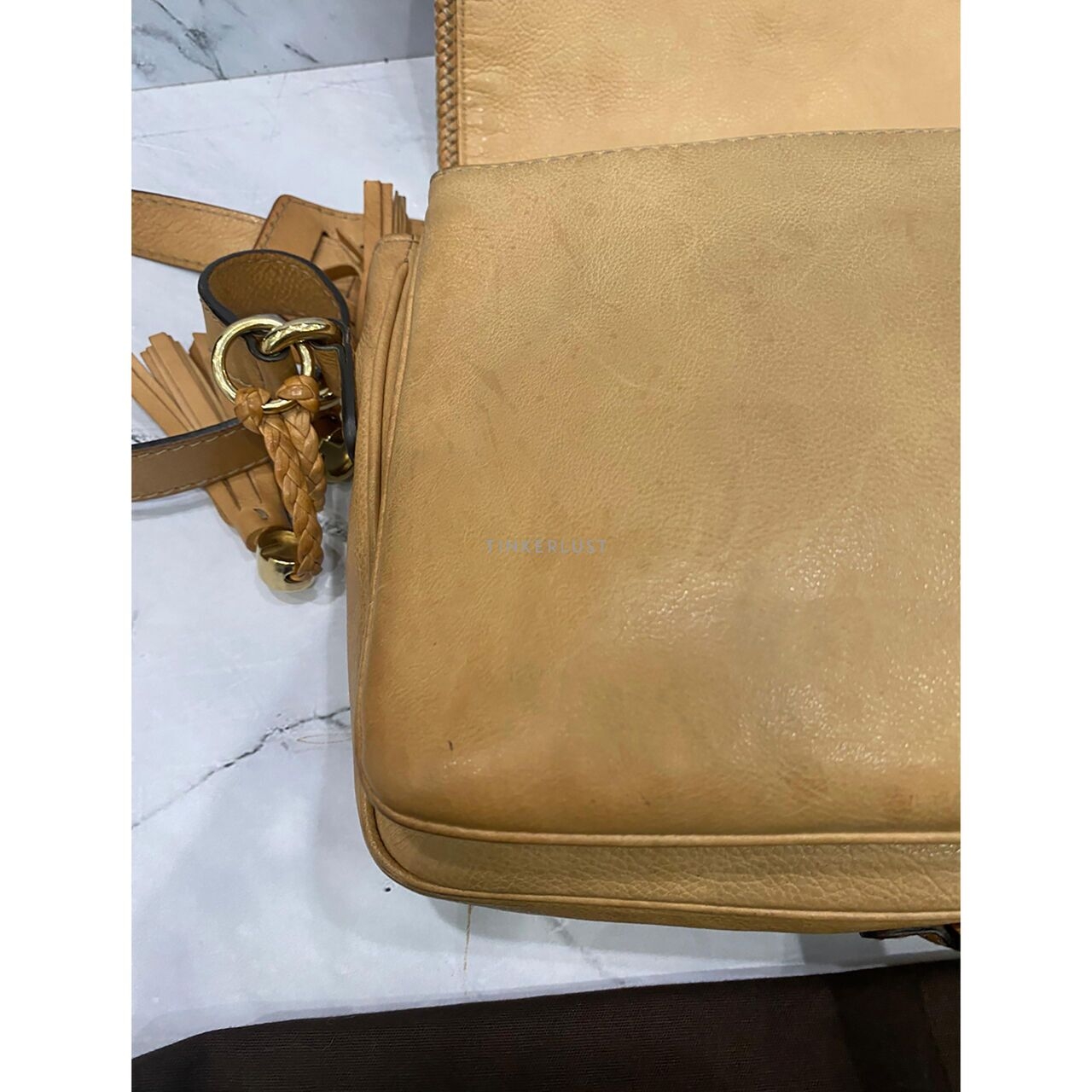 Gucci GG Canvas Marrakech Flap Brown/Beige Sling Bag 