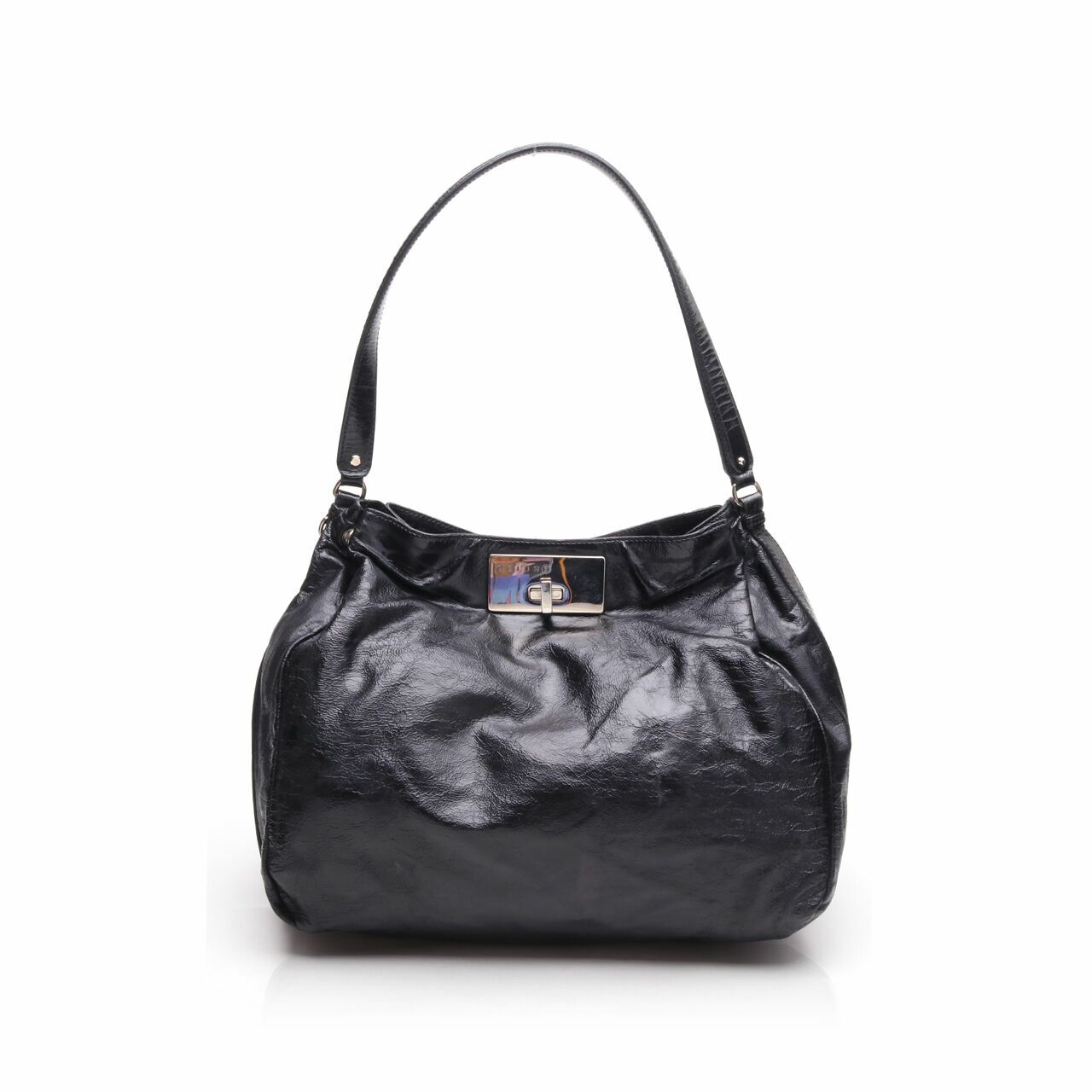 Celine Vntage Calfskin Shoulder Bag Black