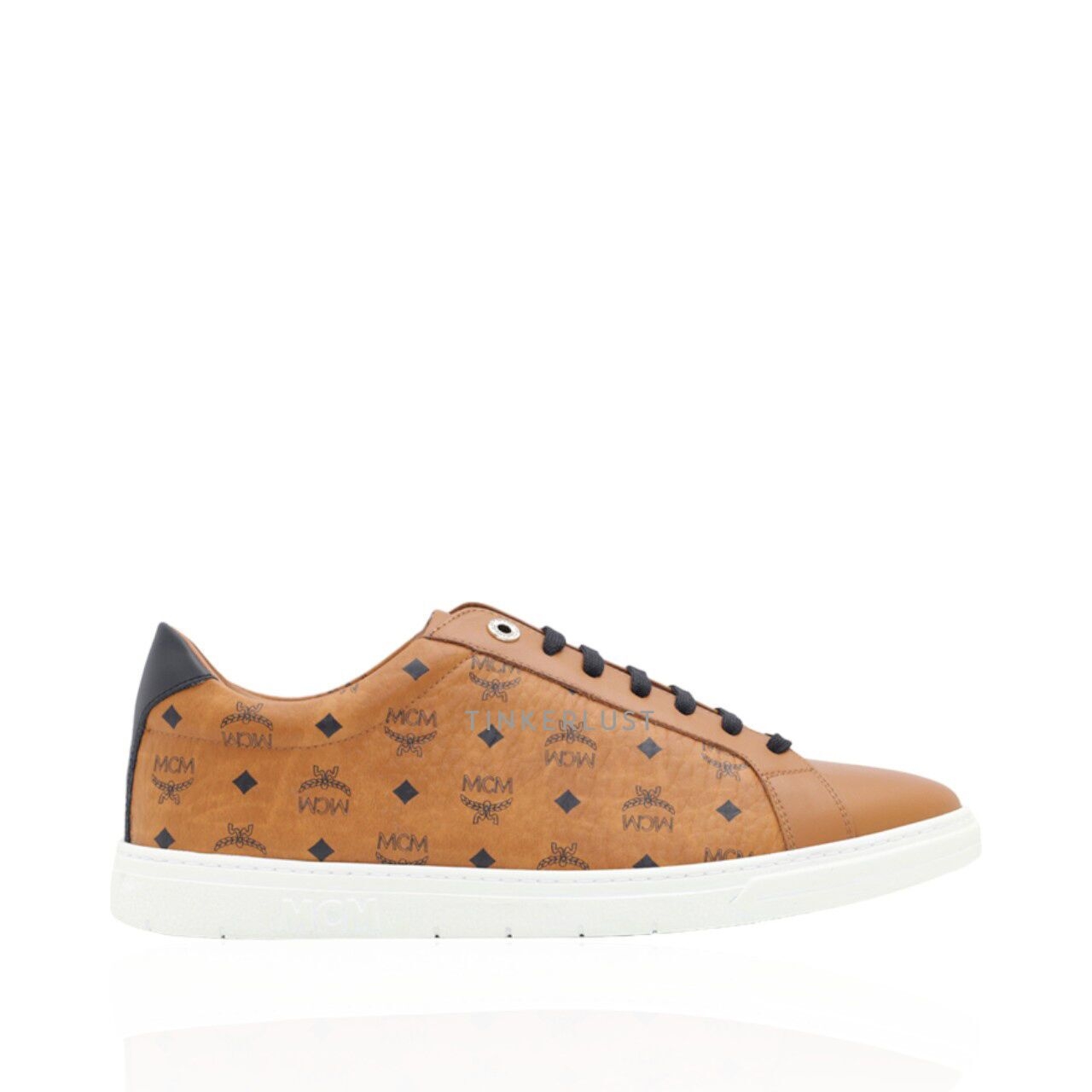 MCM Terrain Logo Embossed Low-Top Cognac Visetos Sneakers