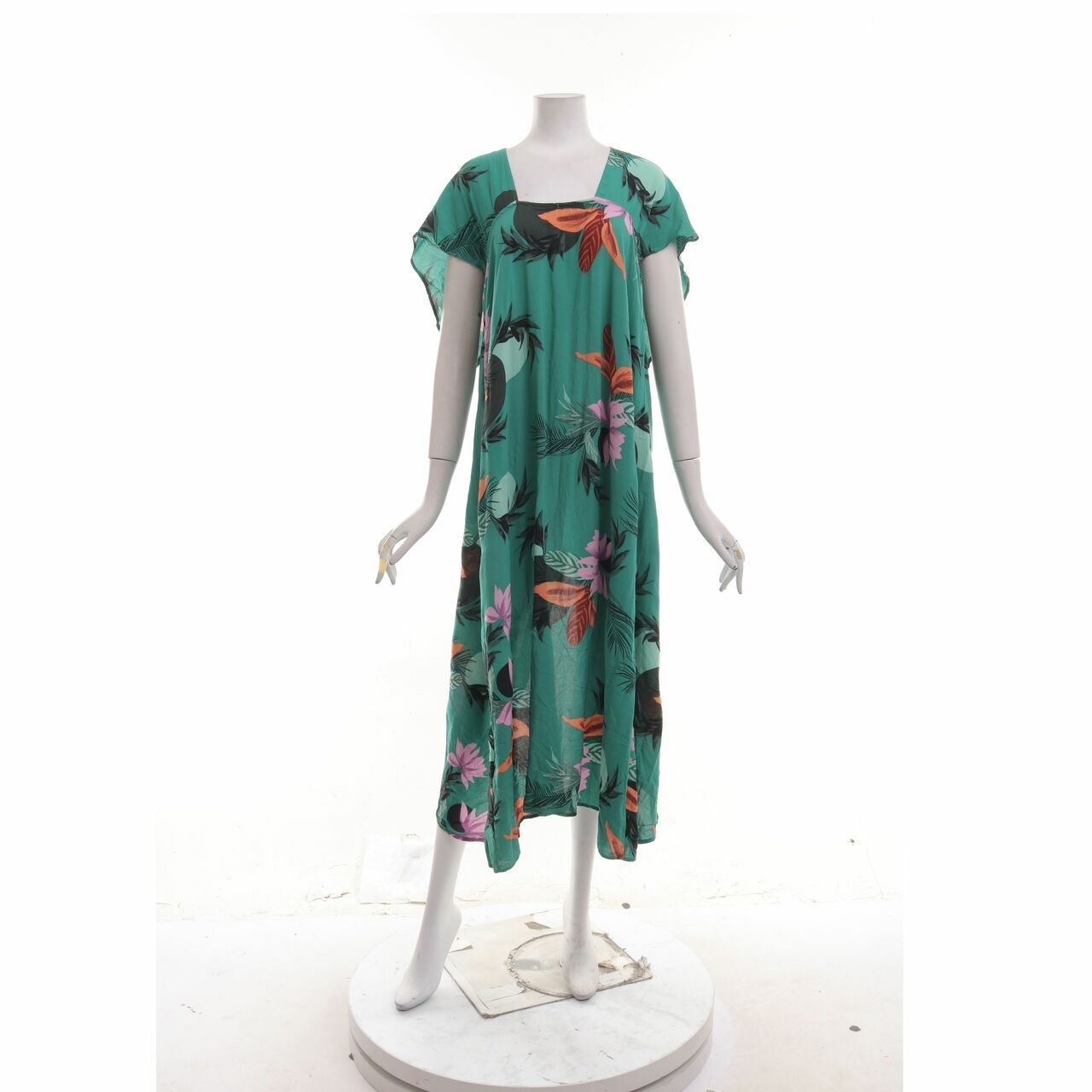 Marks & Spencer Green Floral Slit Long Dress