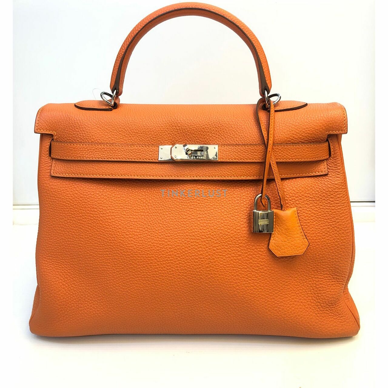 Hermes Kelly 35 Orange Togo SHW #N Satchel	