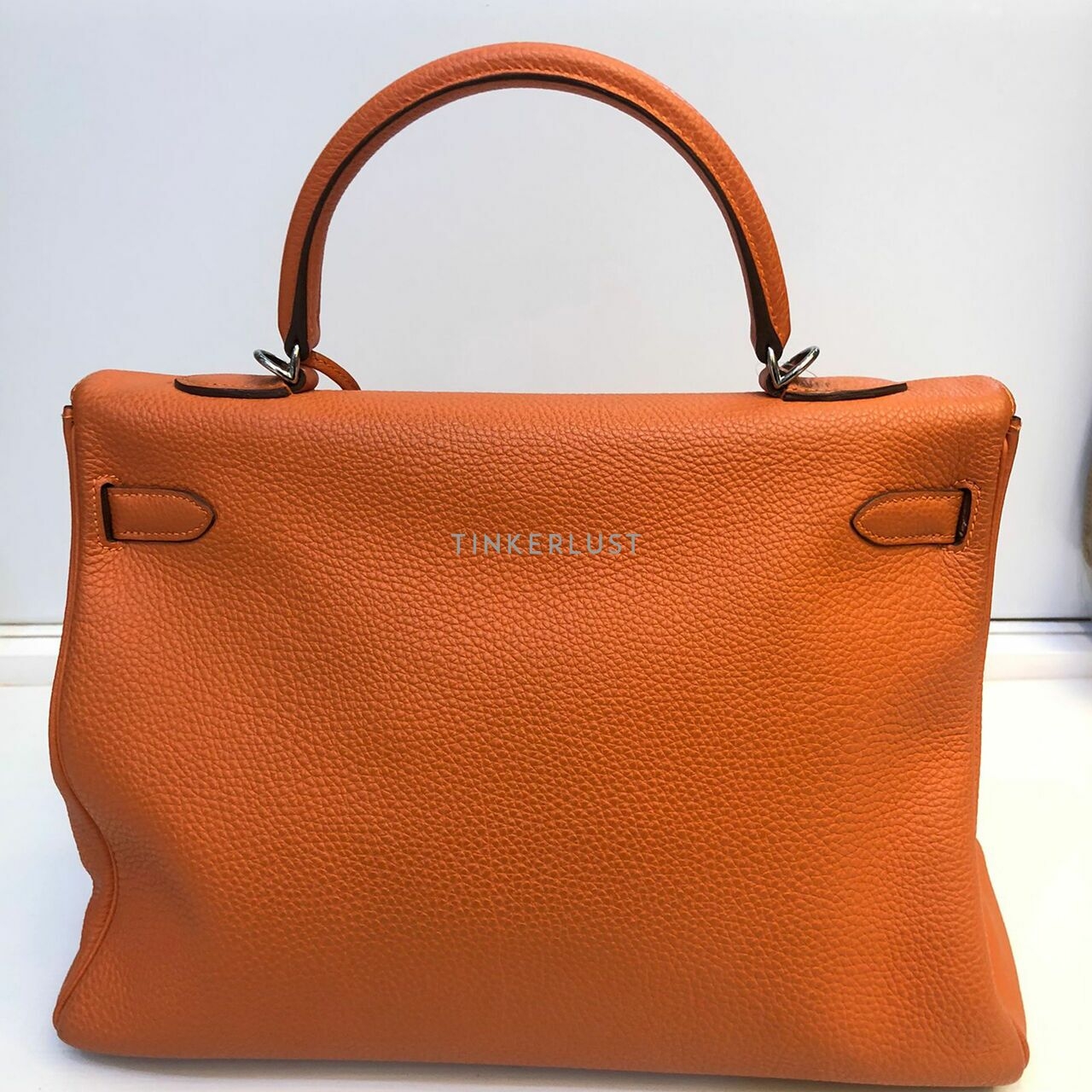 Hermes Kelly 35 Orange Togo SHW #N Satchel	