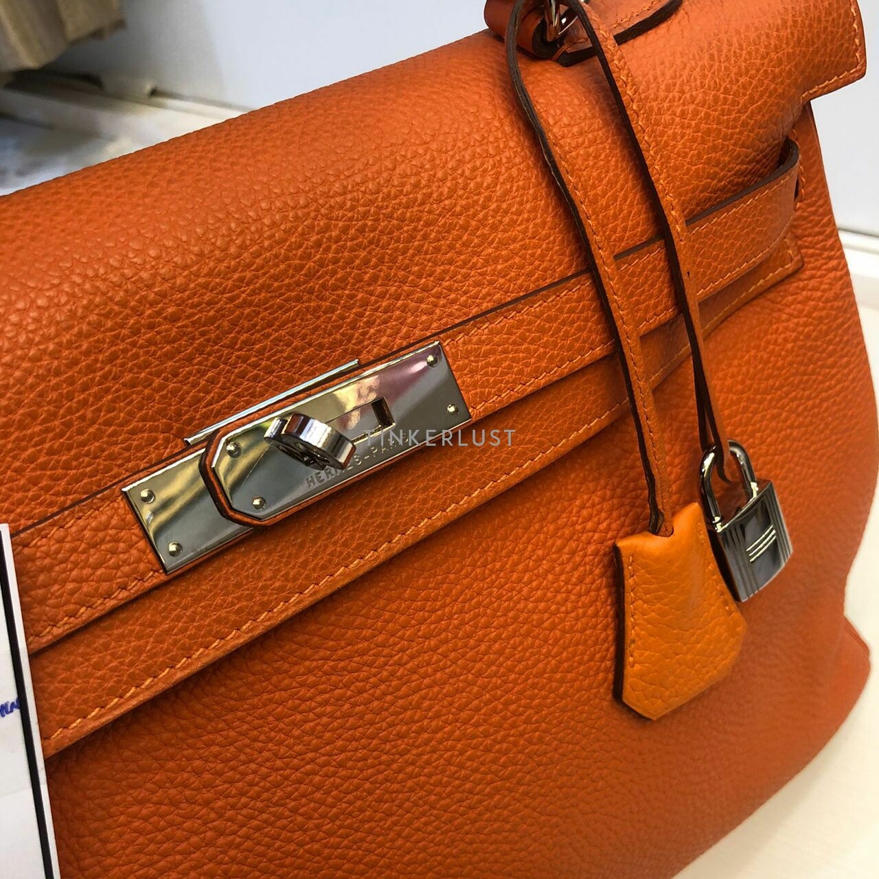 Hermes Kelly 35 Orange Togo SHW #N Satchel	