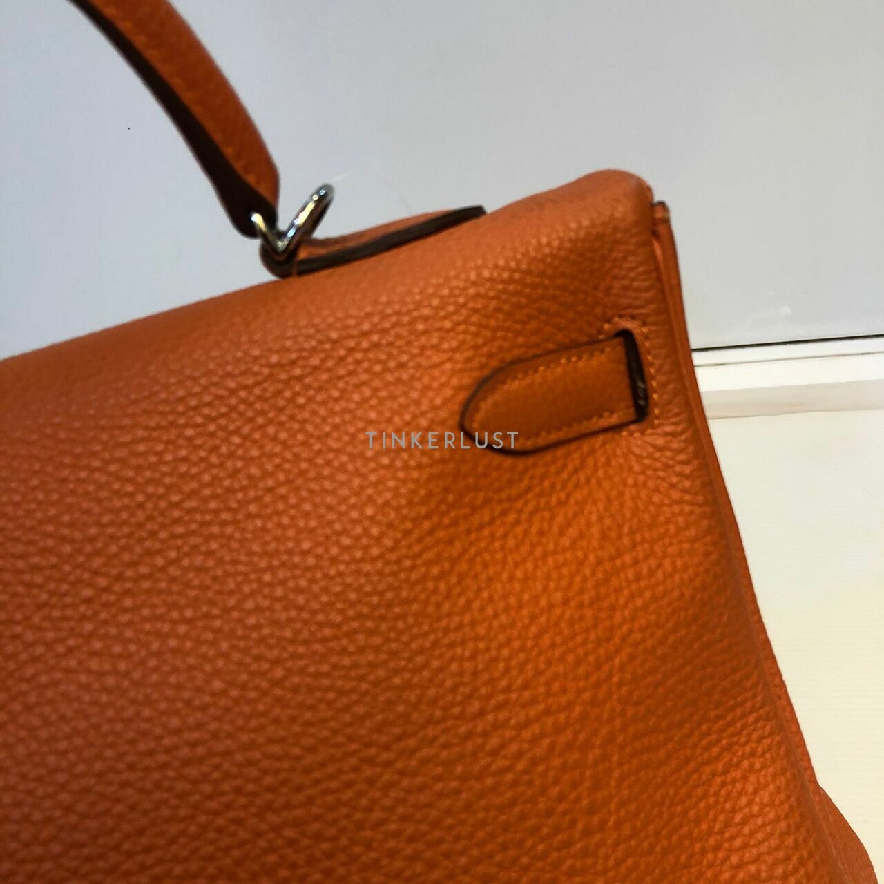 Hermes Kelly 35 Orange Togo SHW #N Satchel	