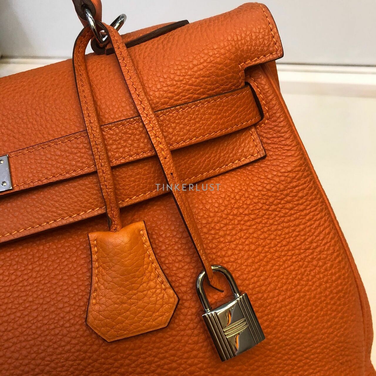 Hermes Kelly 35 Orange Togo SHW #N Satchel	