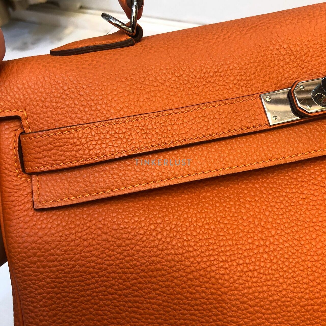 Hermes Kelly 35 Orange Togo SHW #N Satchel	