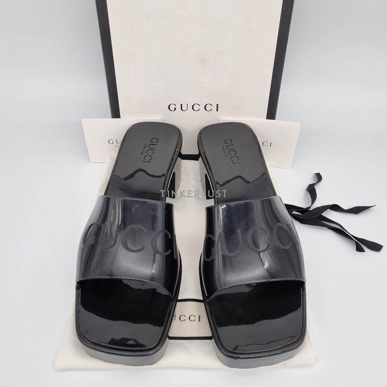 Gucci Rubber Pump Patent Leather Black Heels