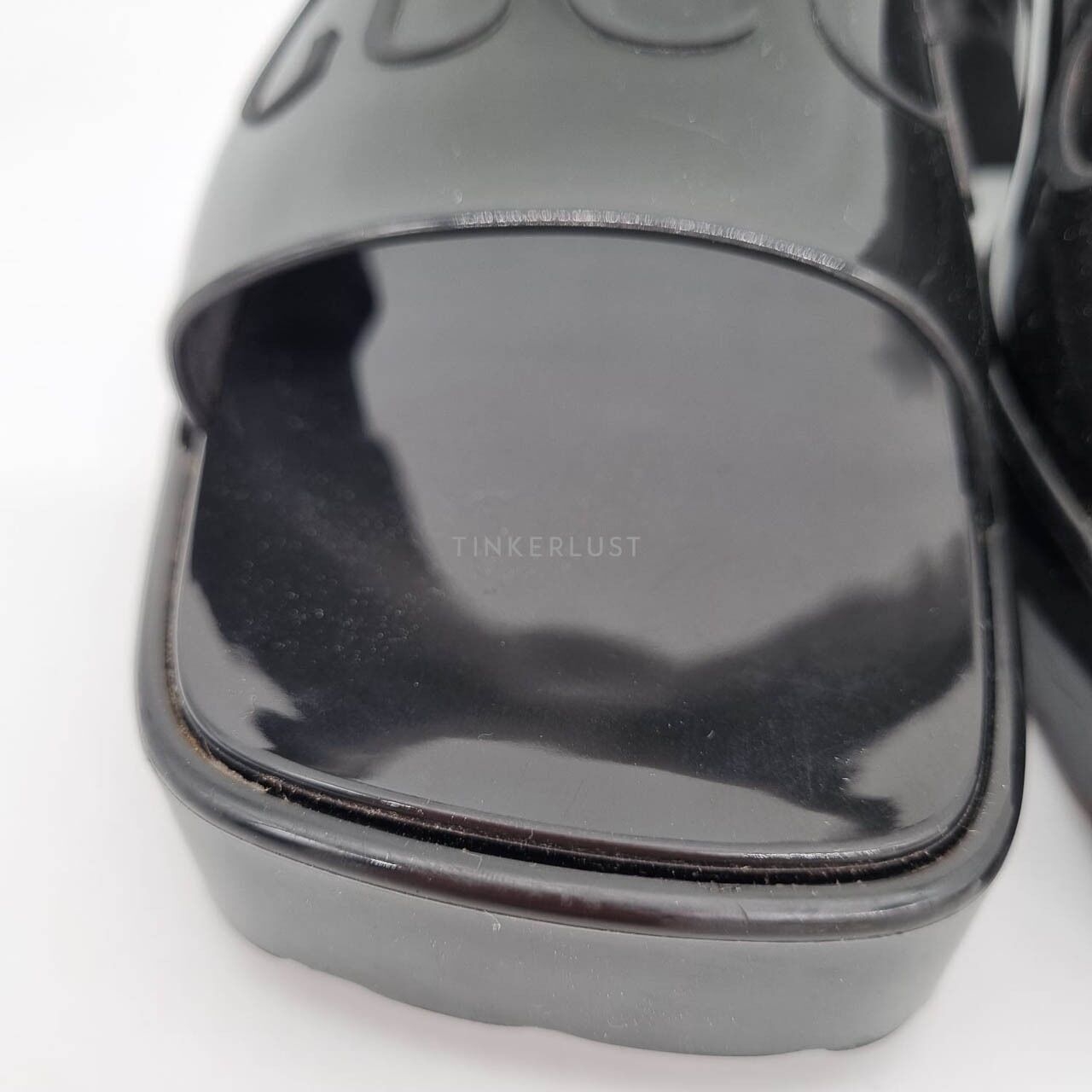 Gucci Rubber Pump Patent Leather Black Heels