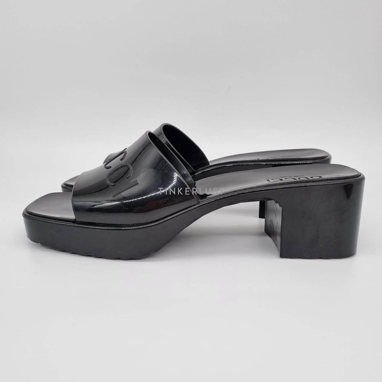 Gucci Rubber Pump Patent Leather Black Heels