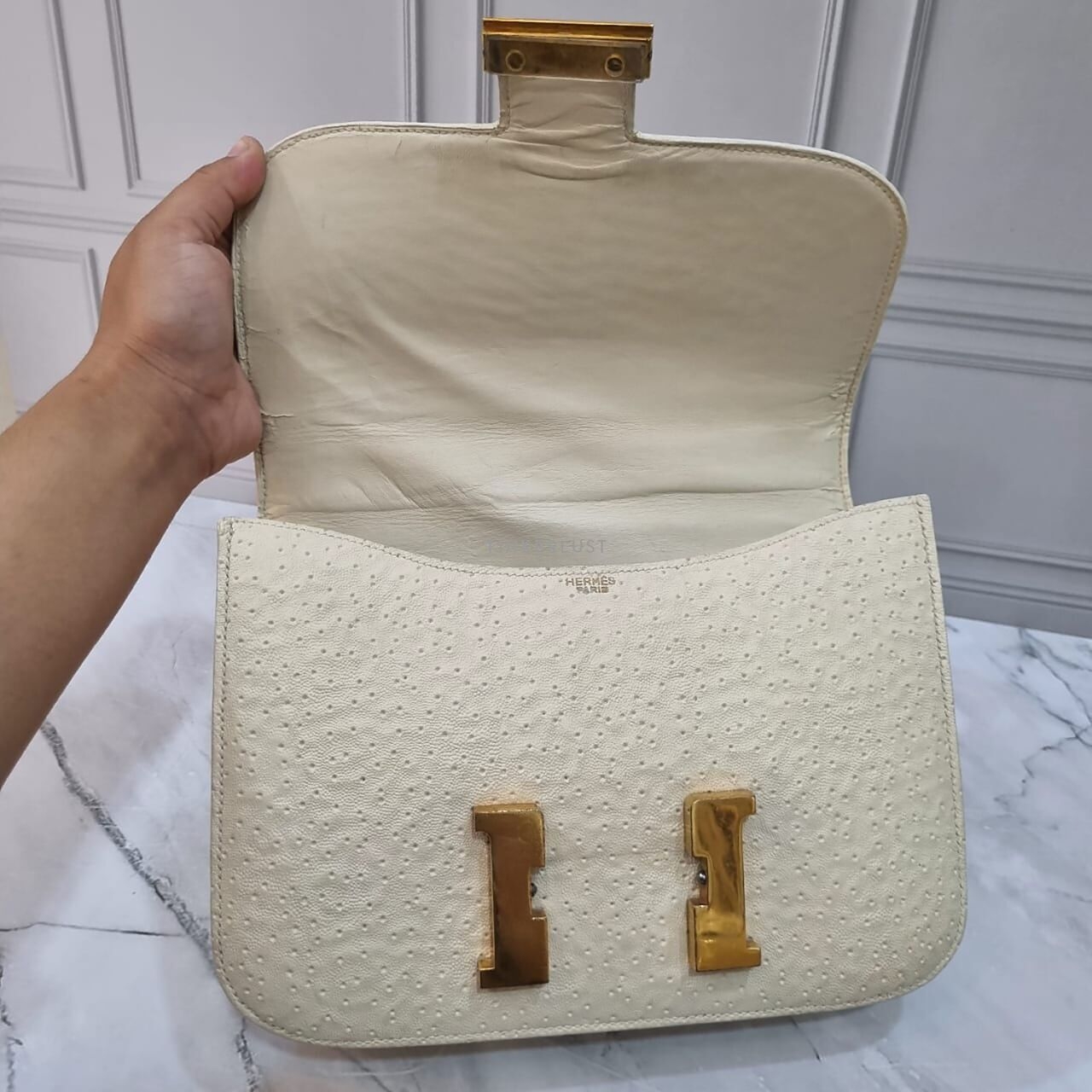 Hermes Constance 23 Beluga Whale Skin Vintage GHW Sling Bag