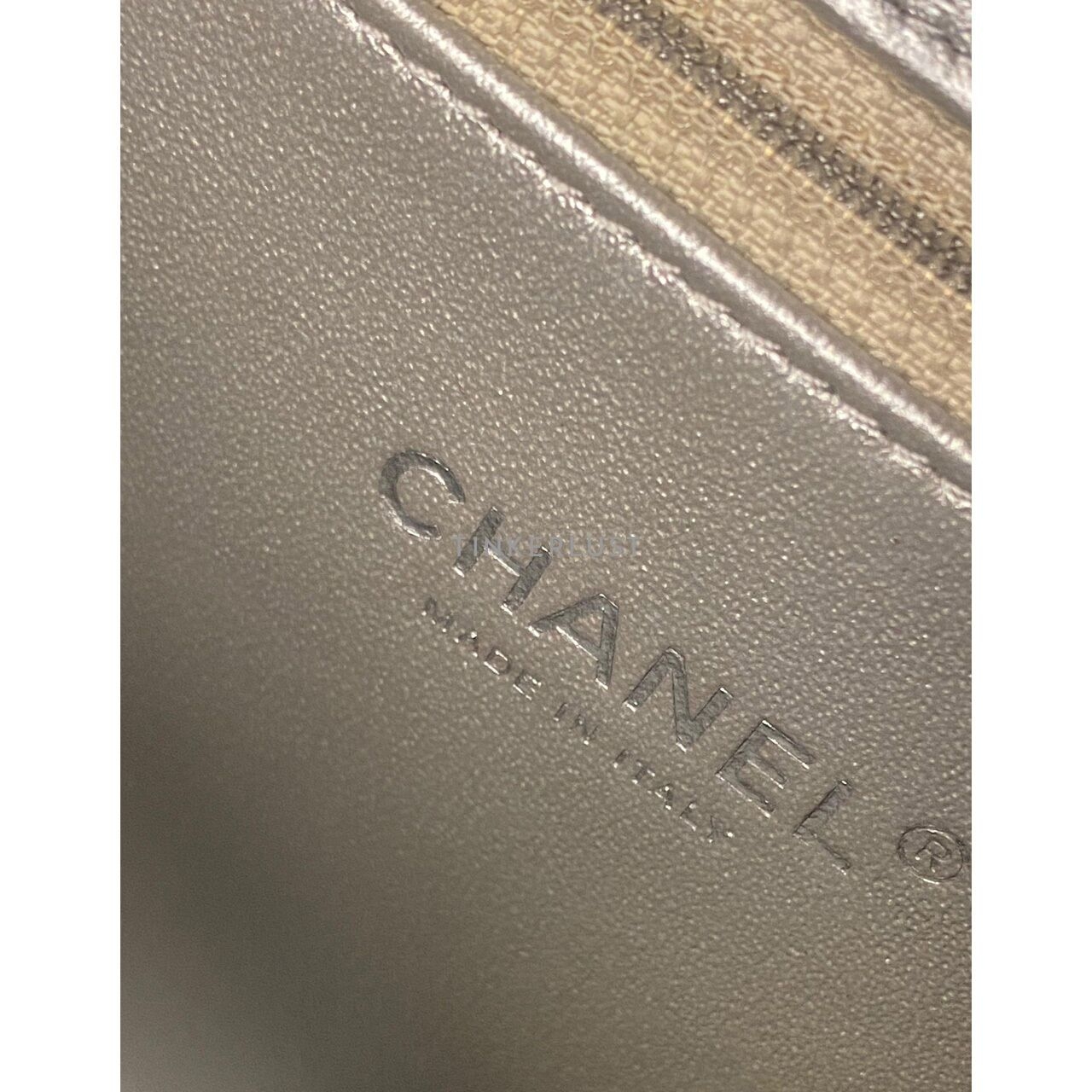 Chanel Vanity Medium Silver Caviar Top Handle SHW #24 Sling Bag