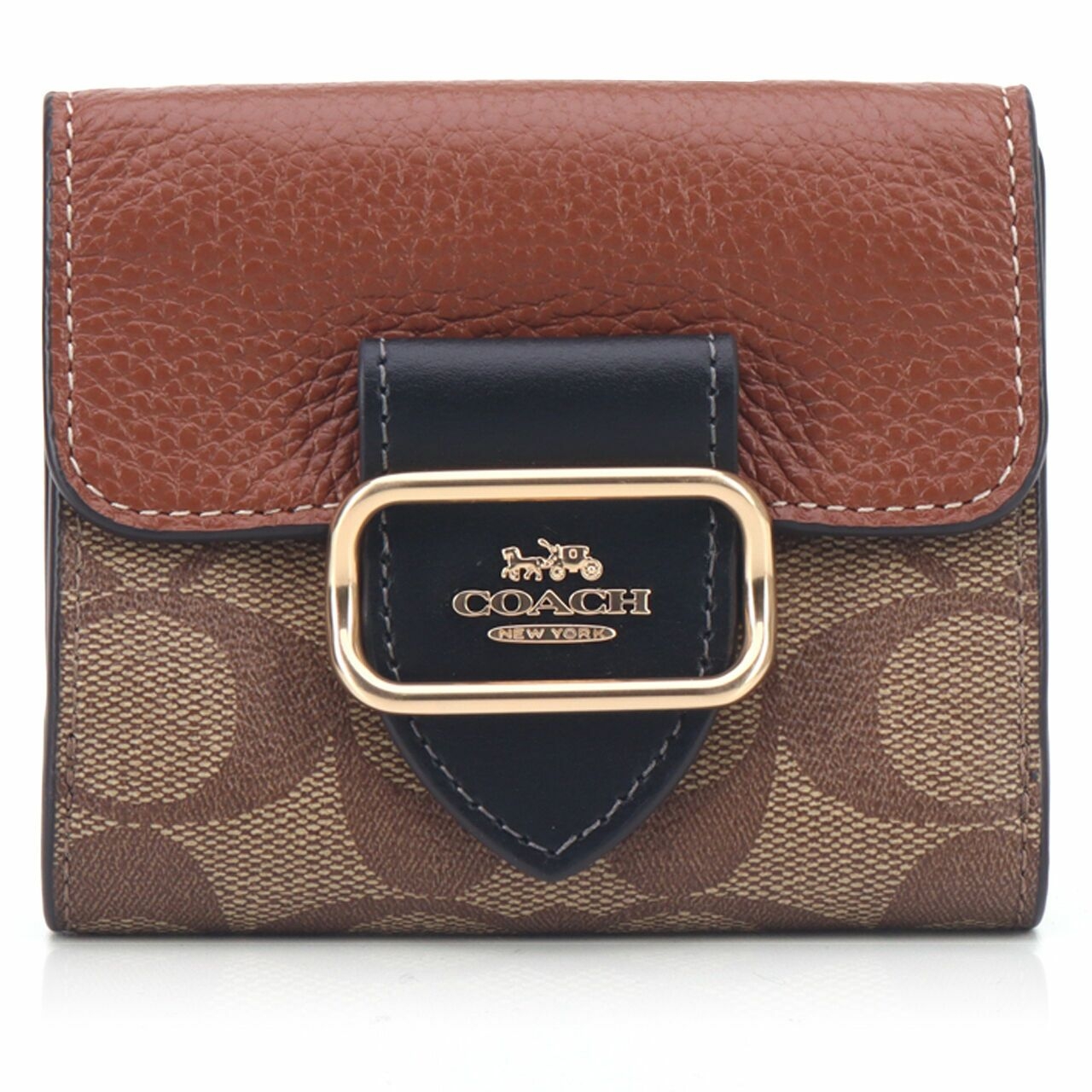 Coach CF472 Morgan Colorblock Small Wallet Signature Khaki Multi