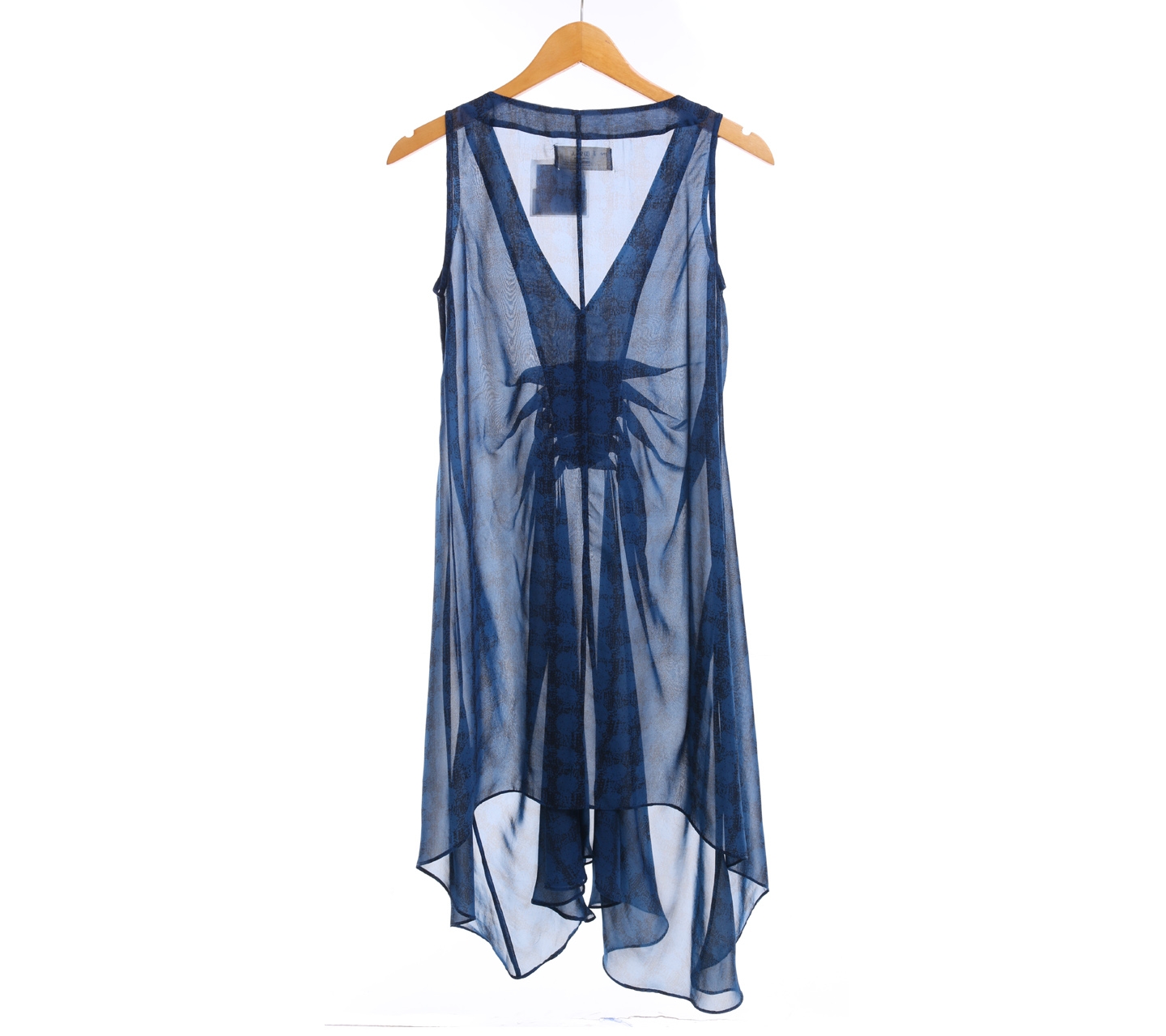 (X)SML Dark Blue Patterned Sheer Midi Dress