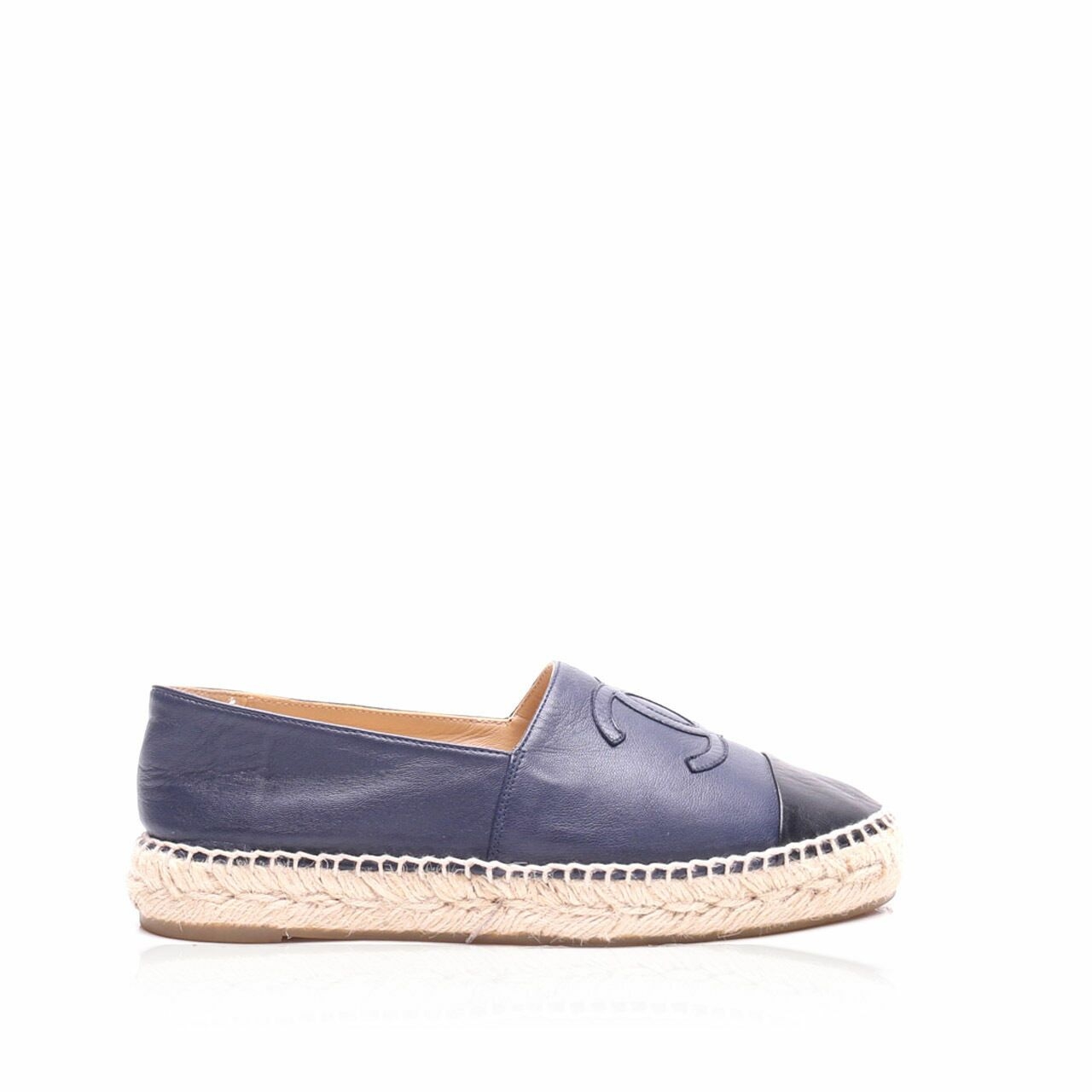 Chanel Navy and Black Espadrilles Flats	