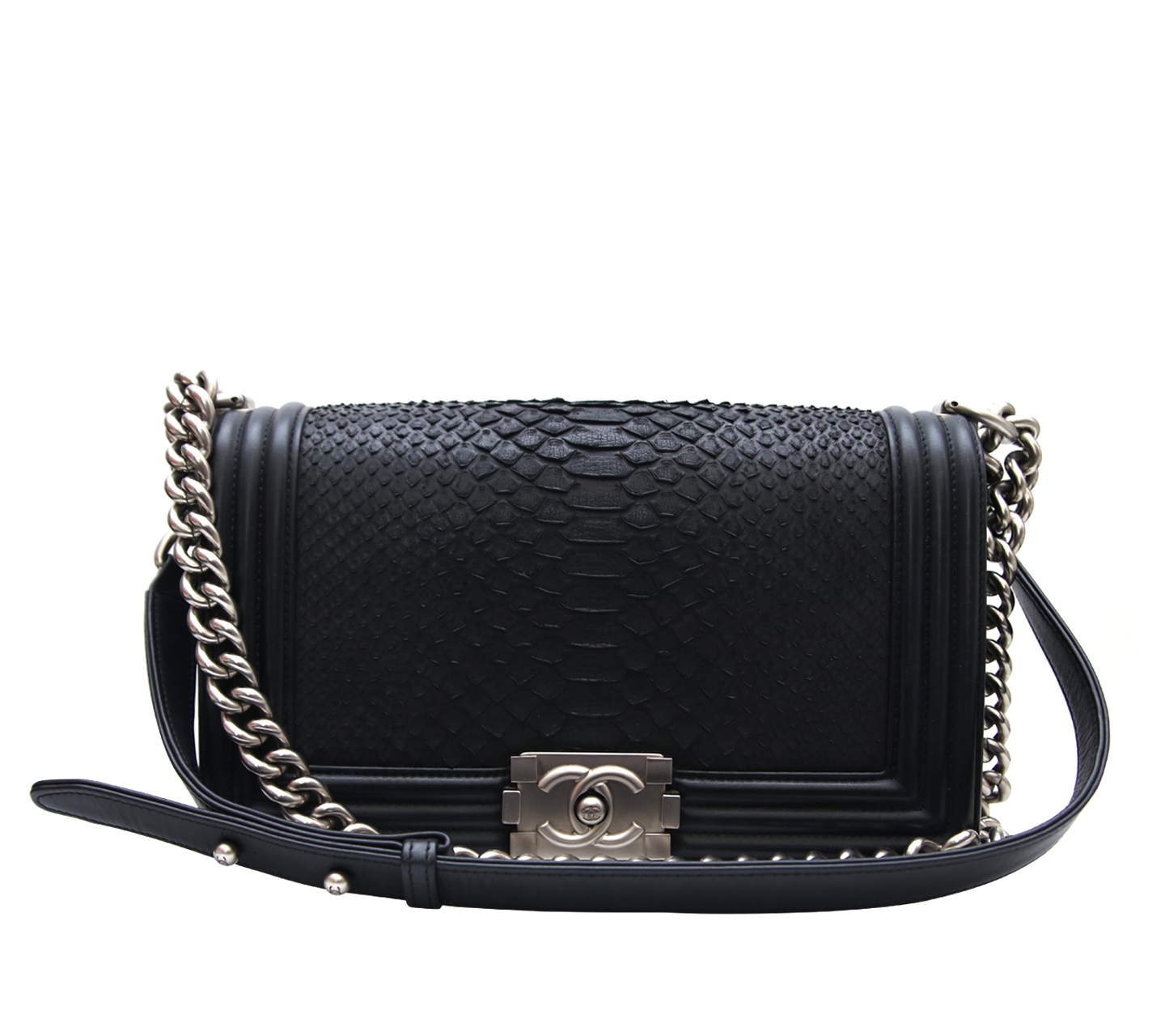 Chanel Black Reptile Leather Boy Chanel Sling Bag