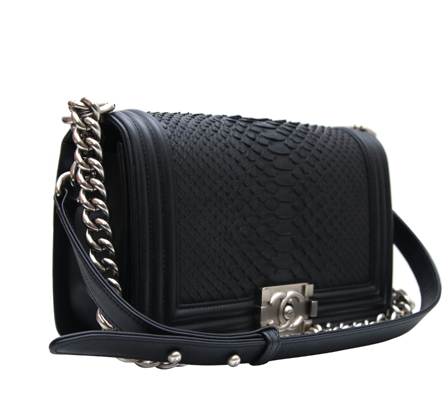 Chanel Black Reptile Leather Boy Chanel Sling Bag