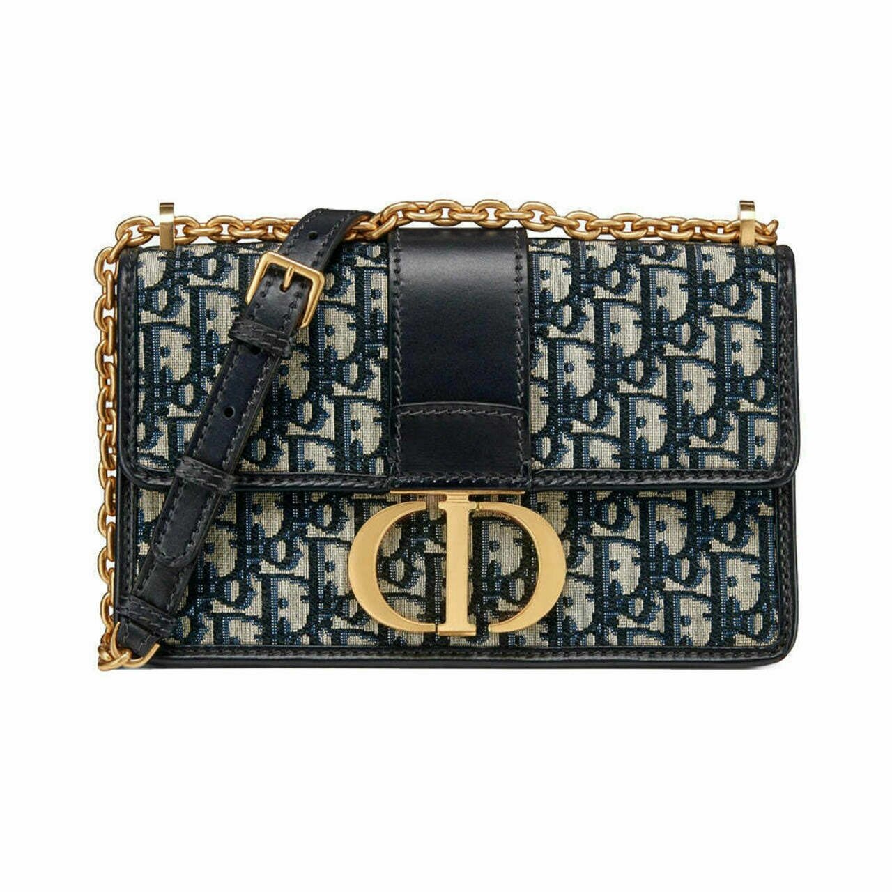 Christian Dior 30 Montaigne Chain Bag Oblique Jacquard Blue