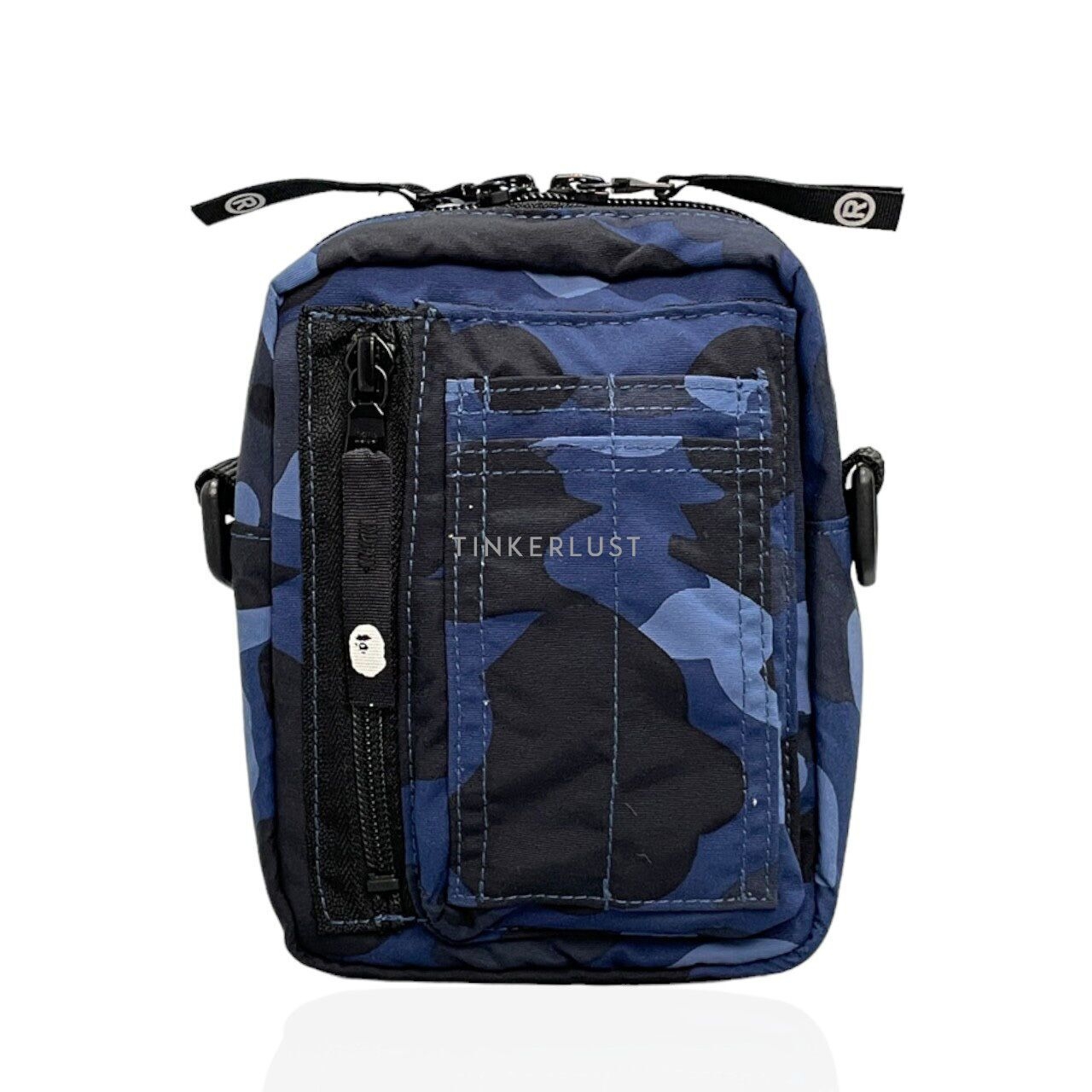 A Bathing Ape Color Camo Reflector Mini Navy Sling Bag