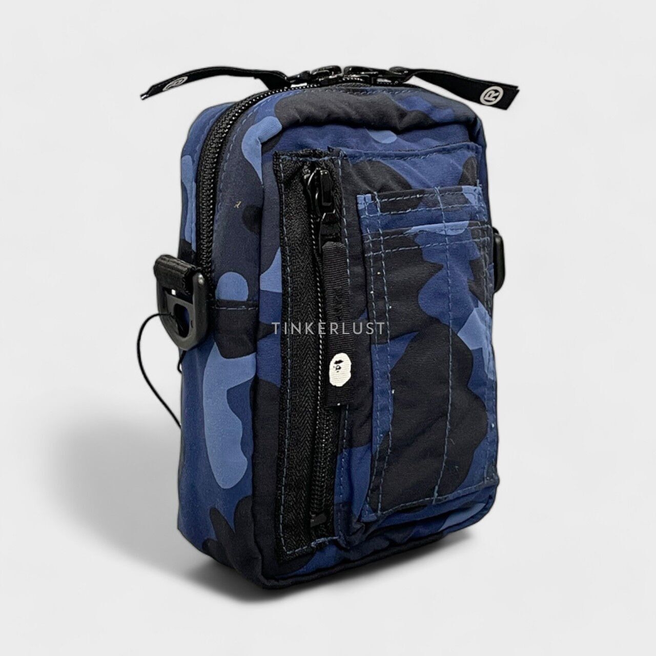 A Bathing Ape Color Camo Reflector Mini Navy Sling Bag