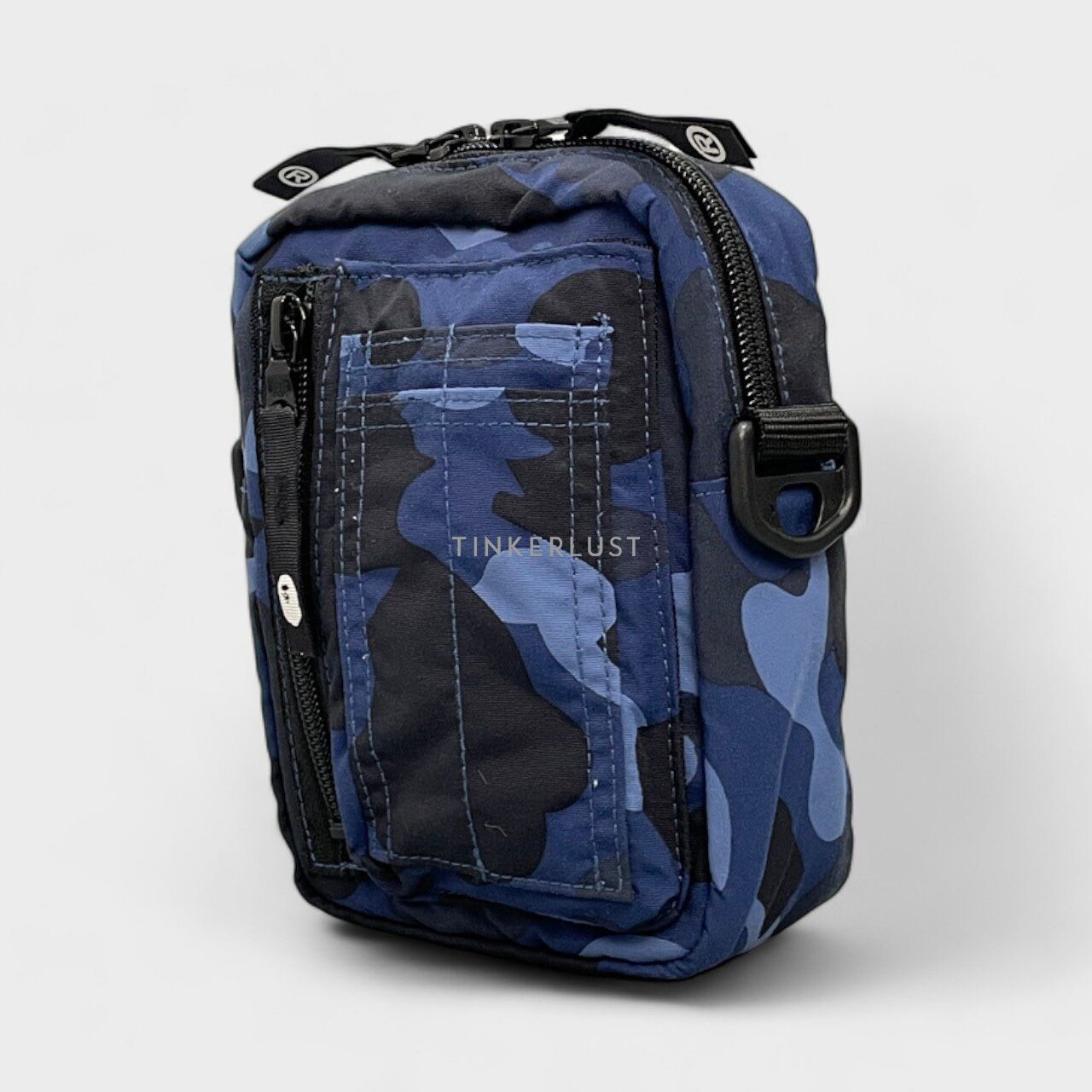 A Bathing Ape Color Camo Reflector Mini Navy Sling Bag