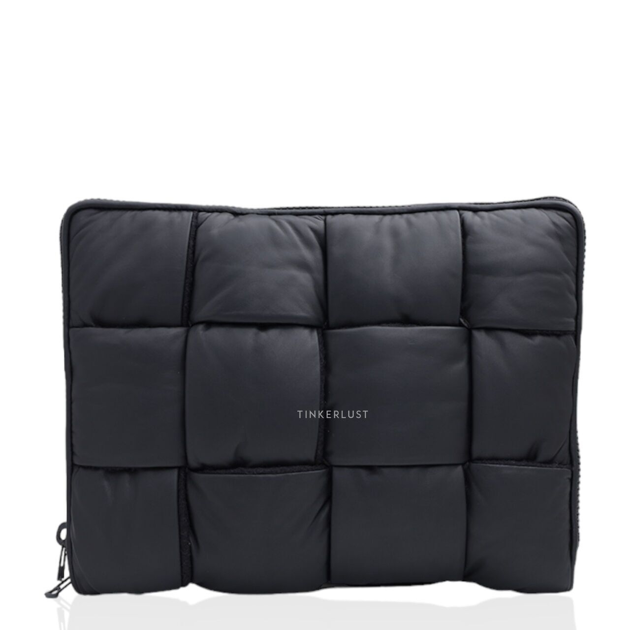 Bottega Veneta Intrecciato Padded Document Case in Black Matte Hidrology Calf Leather