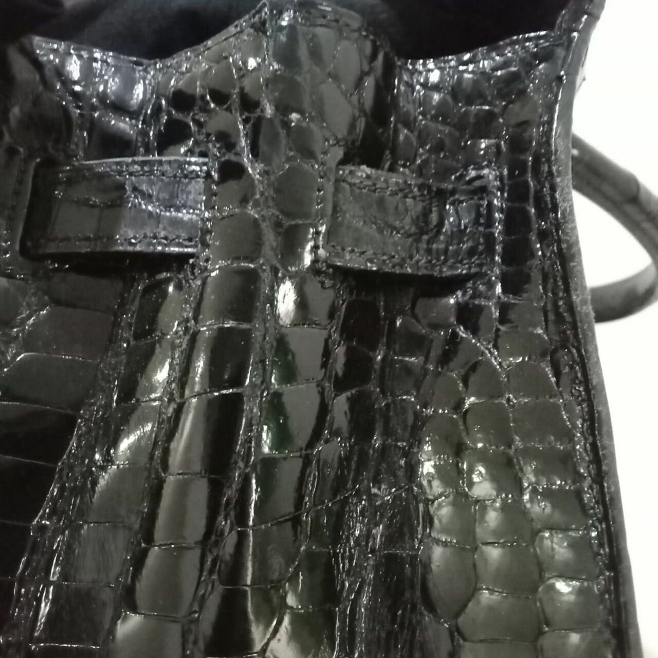 Hermes Kelly 32 Croco Black Vintage GHW Satchel