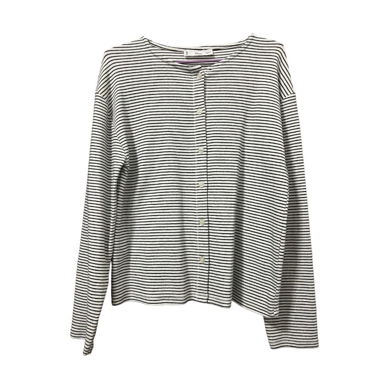 Mango Black & White Stripes Cardigan