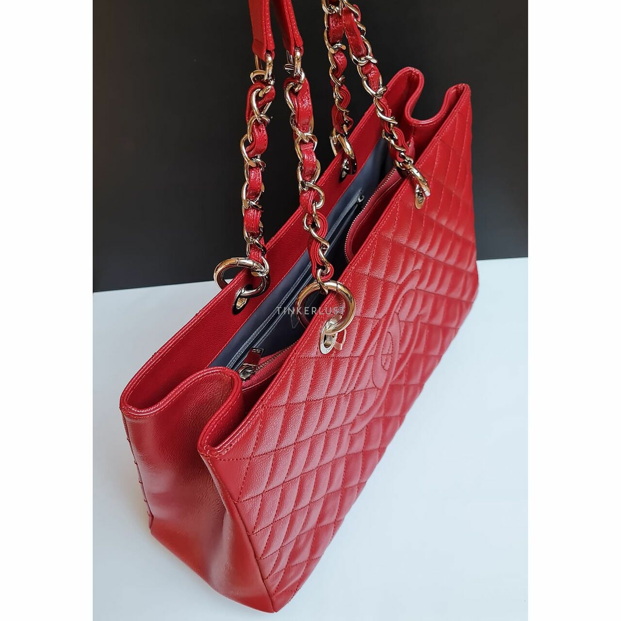 Chanel Red Caviar XL GST SHW #6 Tote Bag