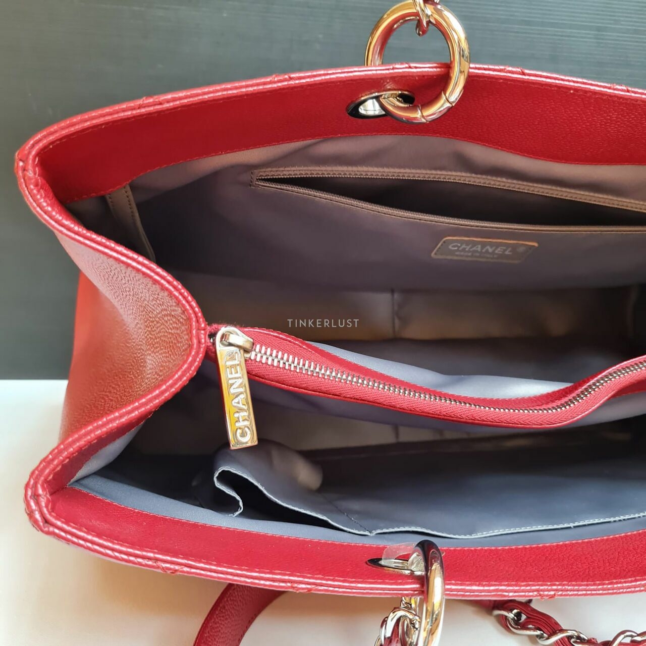 Chanel Red Caviar XL GST SHW #6 Tote Bag