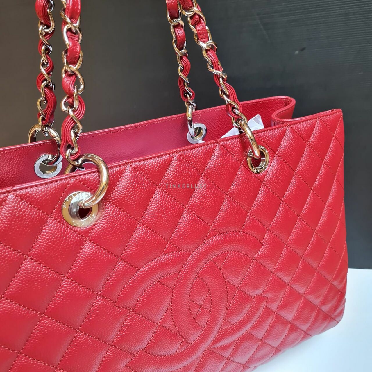 Chanel Red Caviar XL GST SHW #6 Tote Bag