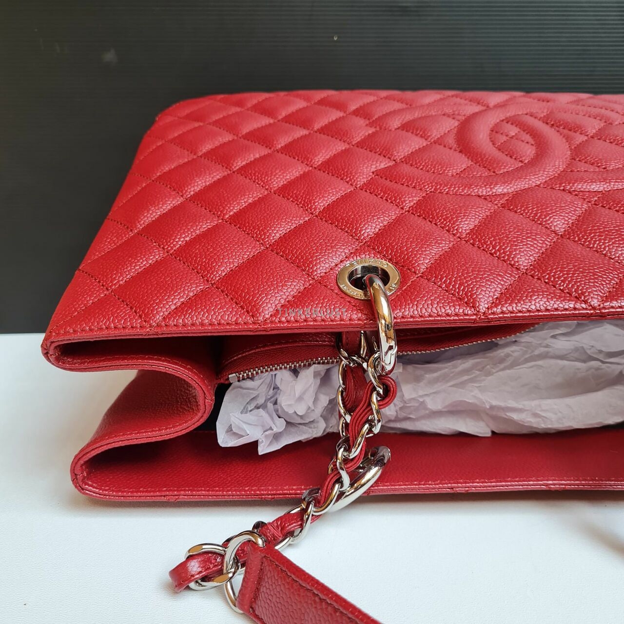 Chanel Red Caviar XL GST SHW #6 Tote Bag