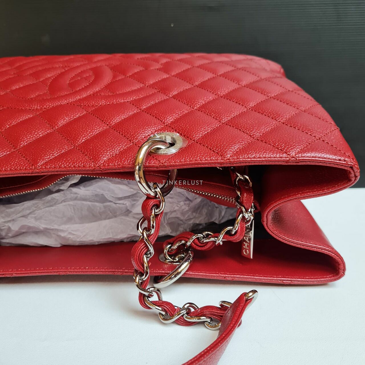 Chanel Red Caviar XL GST SHW #6 Tote Bag