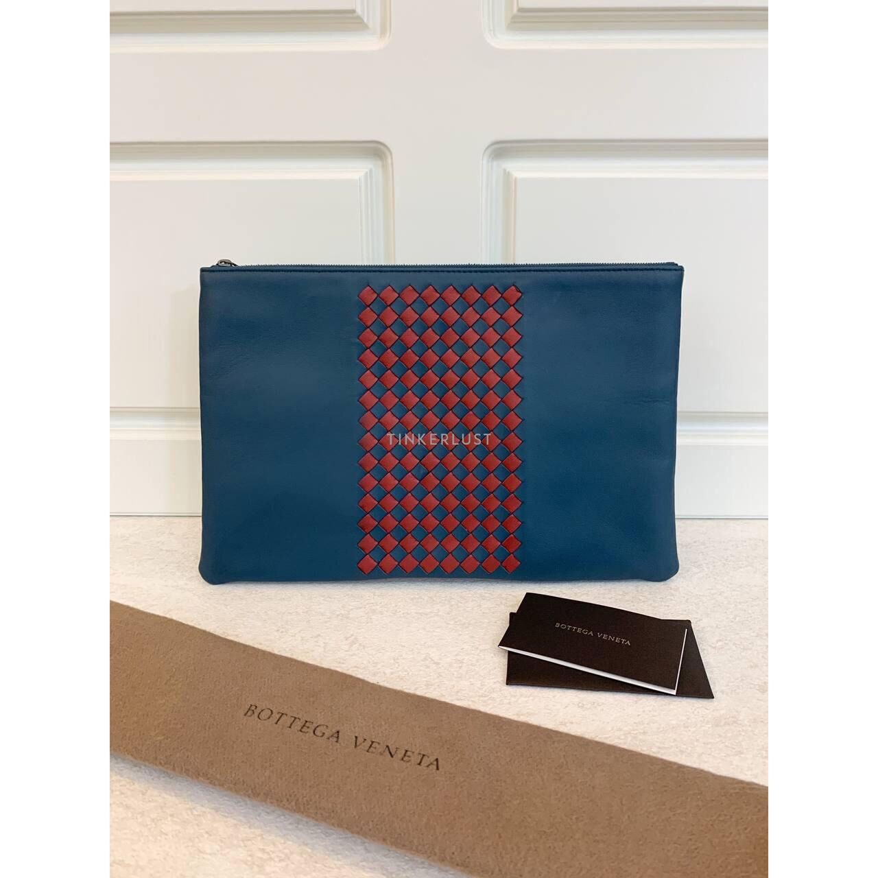 Bottega Veneta Intrecciato Nappa Blue Pouch