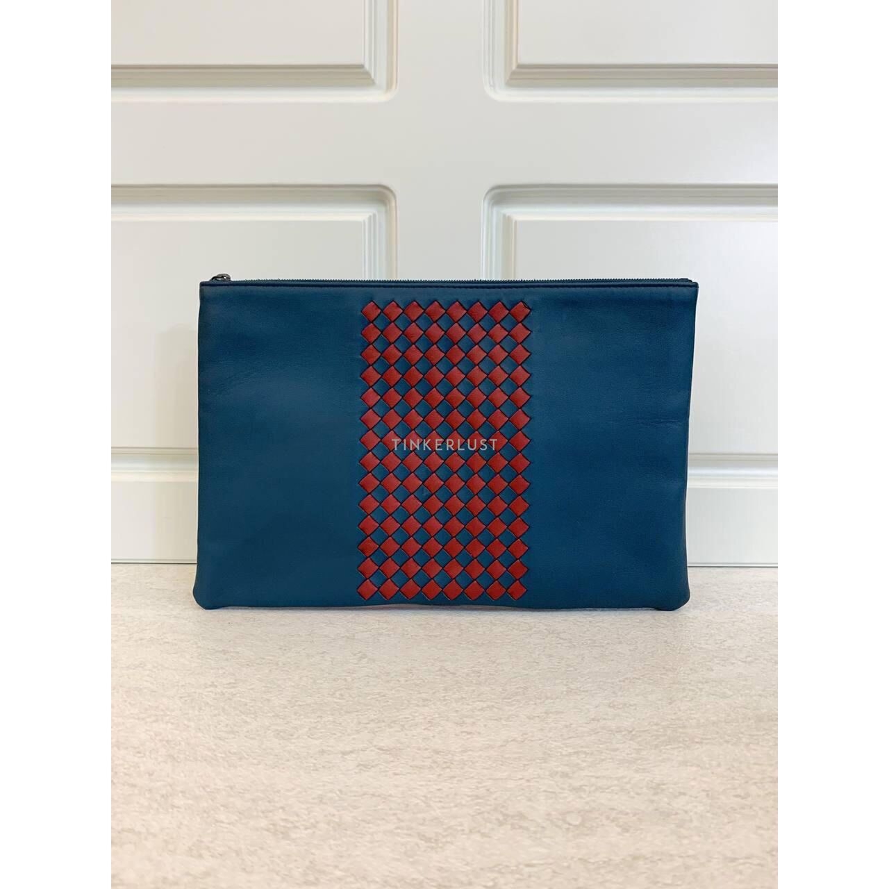 Bottega Veneta Intrecciato Nappa Blue Pouch