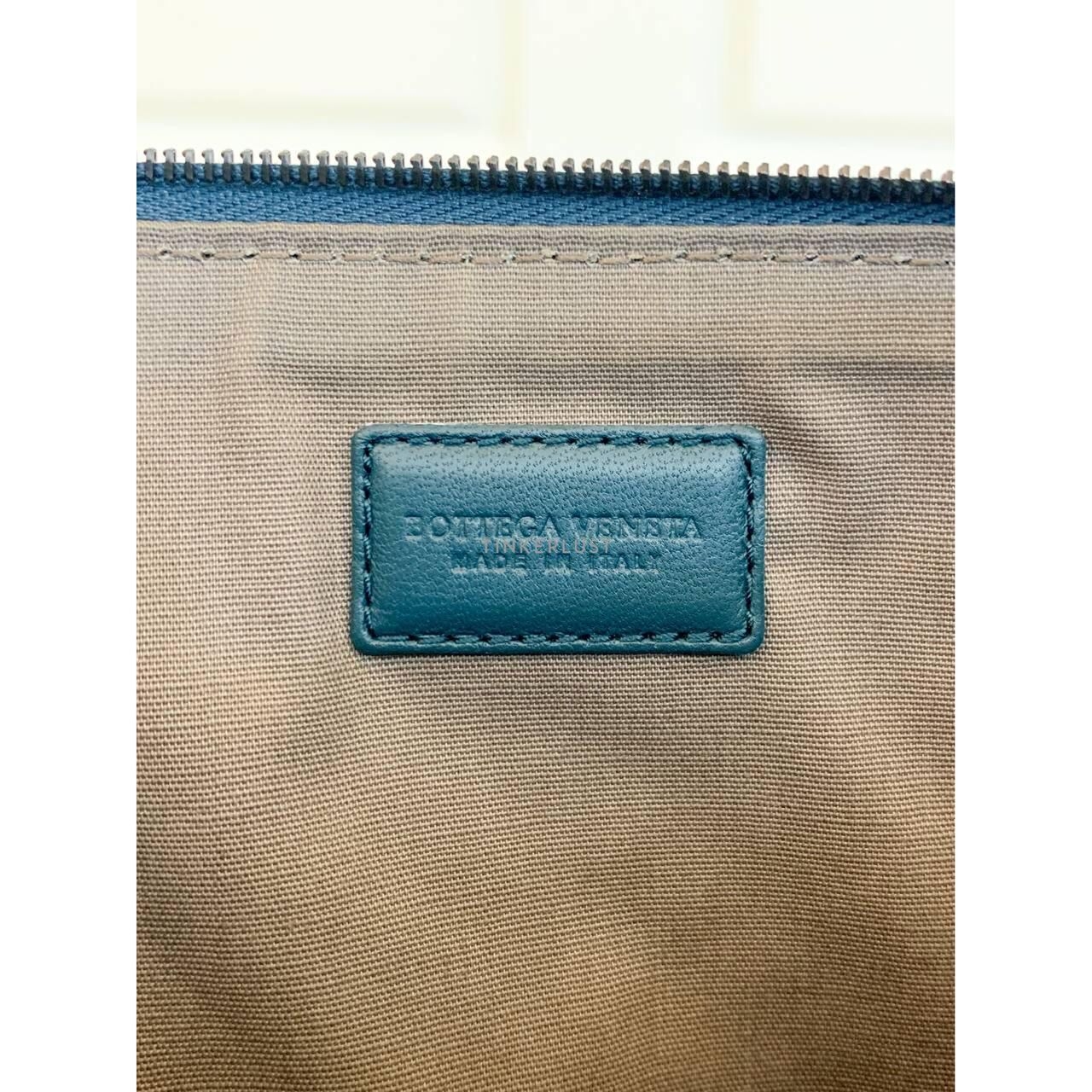 Bottega Veneta Intrecciato Nappa Blue Pouch