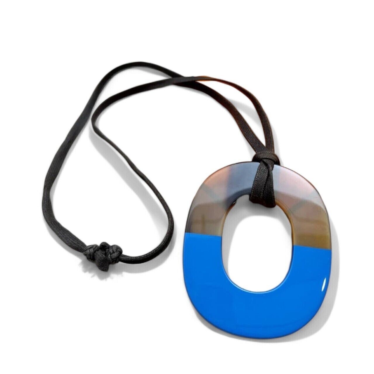 Hermes Isthme Pendant Blue Buffalo Horn Necklace