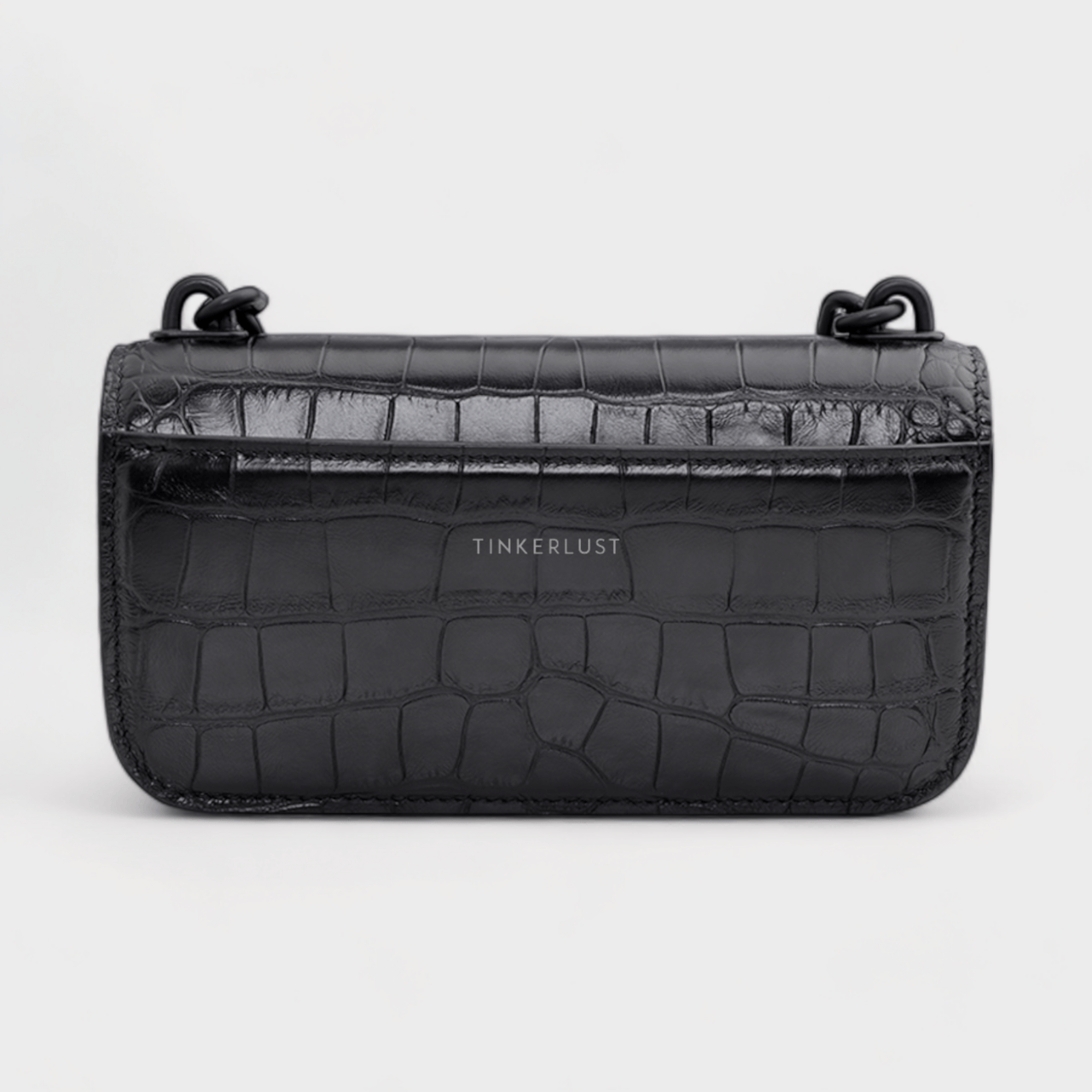 Balenciaga Gossip XS Black Leather Crocodile Printed Sling Bag