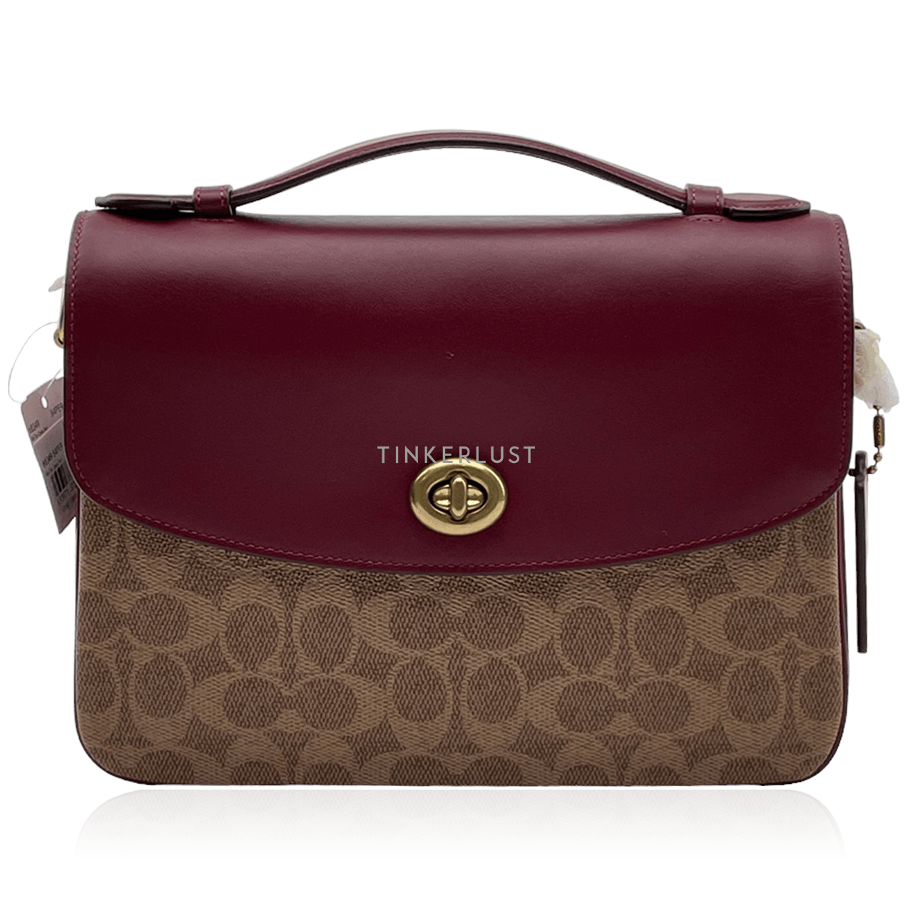 Coach 68349 Cassie Signature Crossbody Tan Deep Red