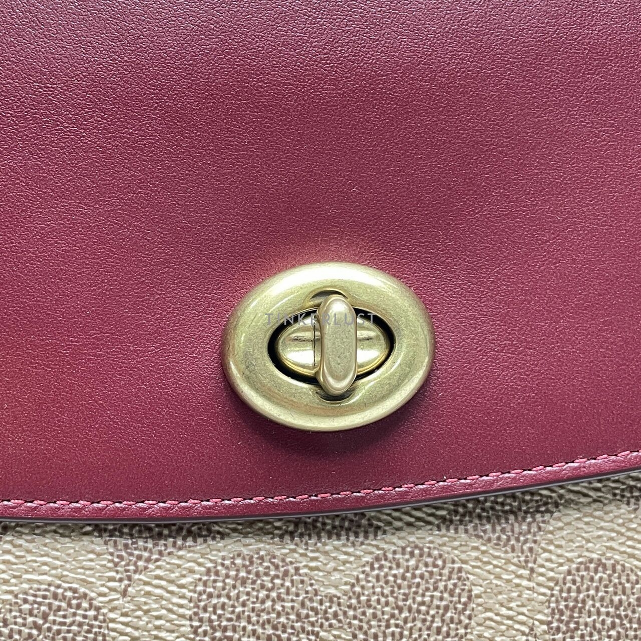 Coach 68349 Cassie Signature Crossbody Tan Deep Red